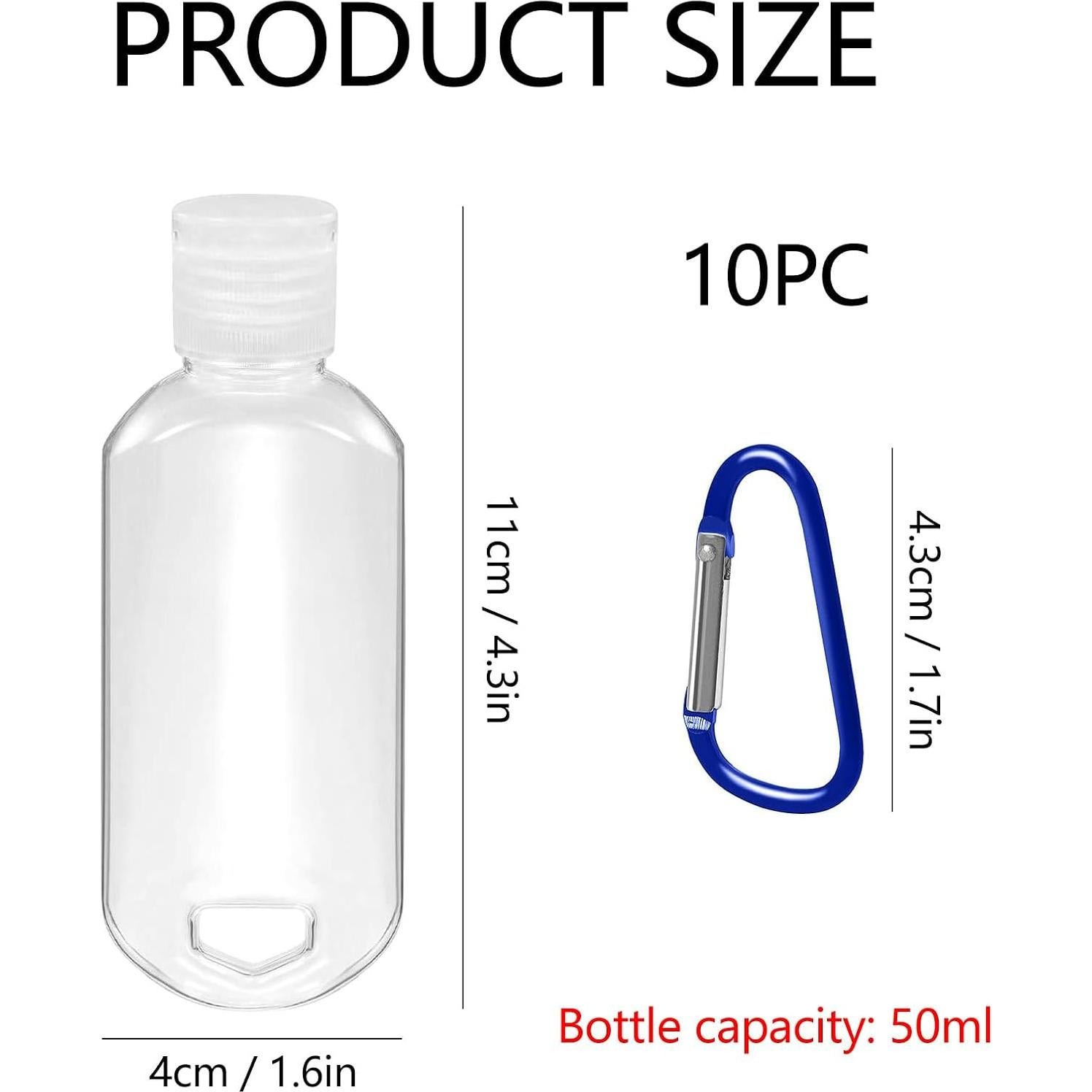 Botellas de Viaje DuoMaDuoBB 50ml con Llavero - 10 Pcs