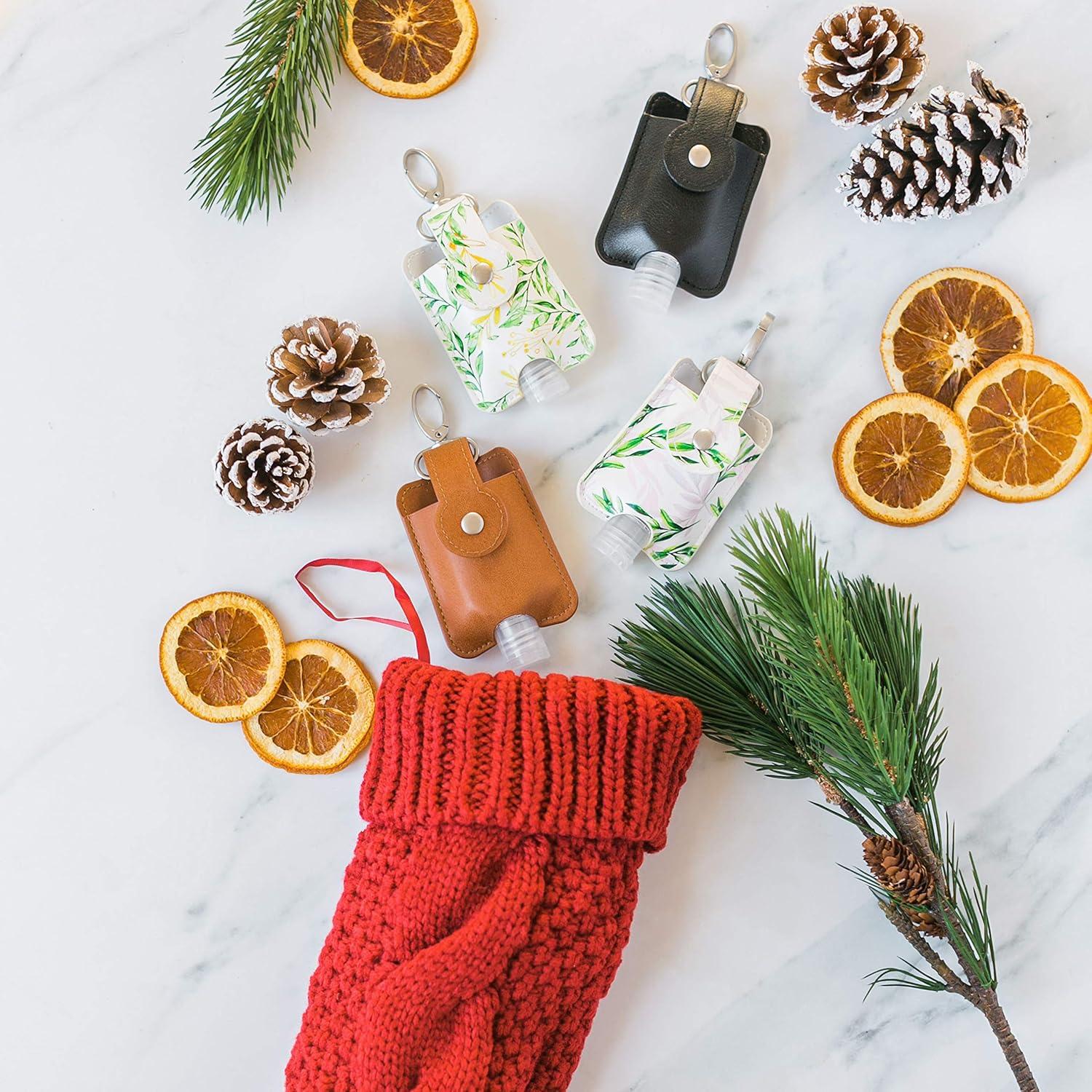 Juego de Llaveros Portabotellas Desinfectante de Manos - Cuero Vegano