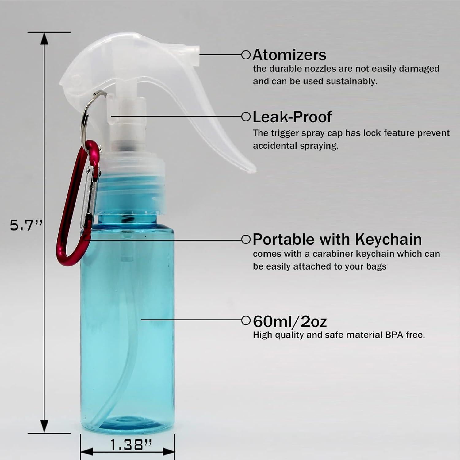 Botellas de Spray Vacías ZJSXINDI 60ml - 5PCS Multicolor