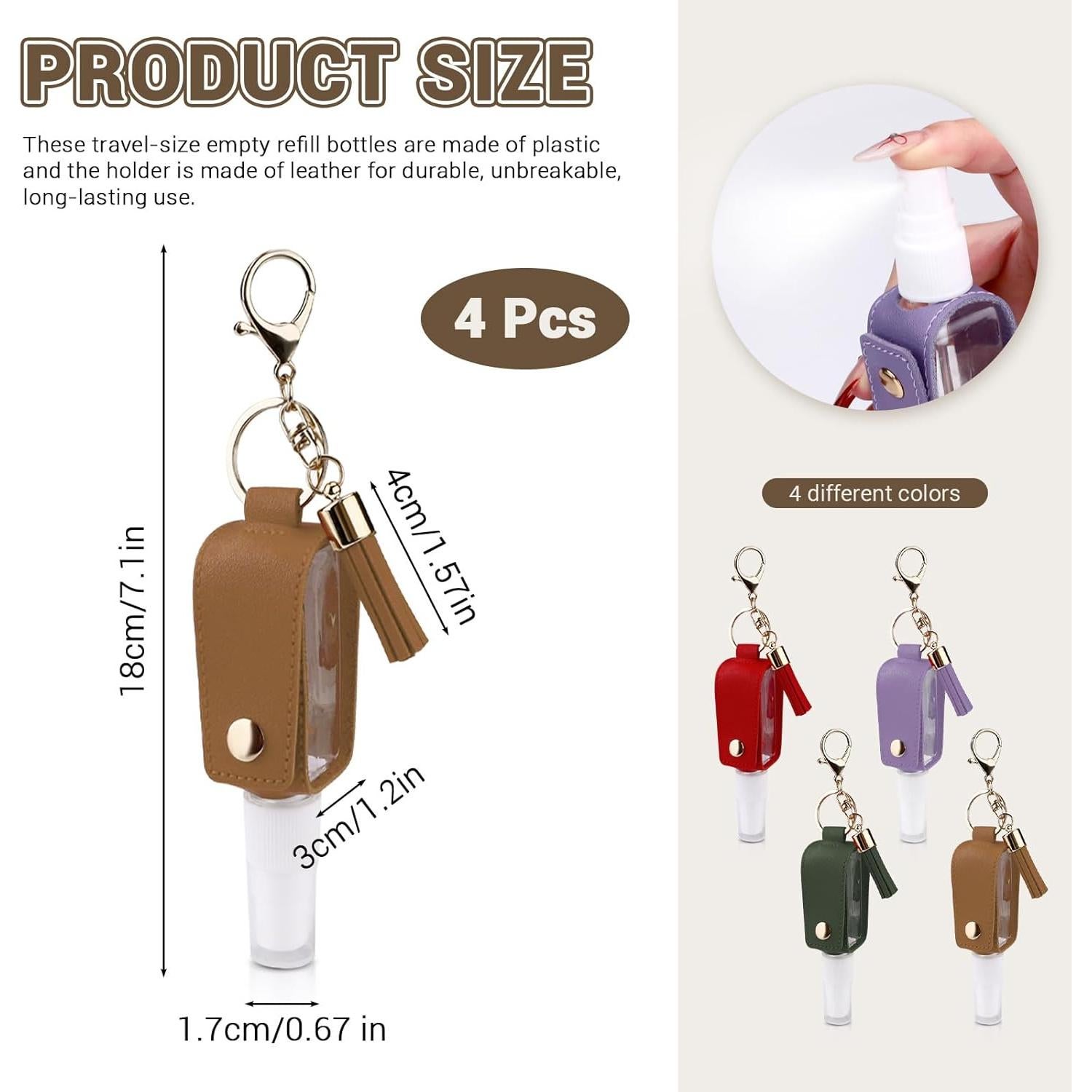 Set 4 Llaveros Desinfectante de Manos ASTIMESA 30 ml Cuero