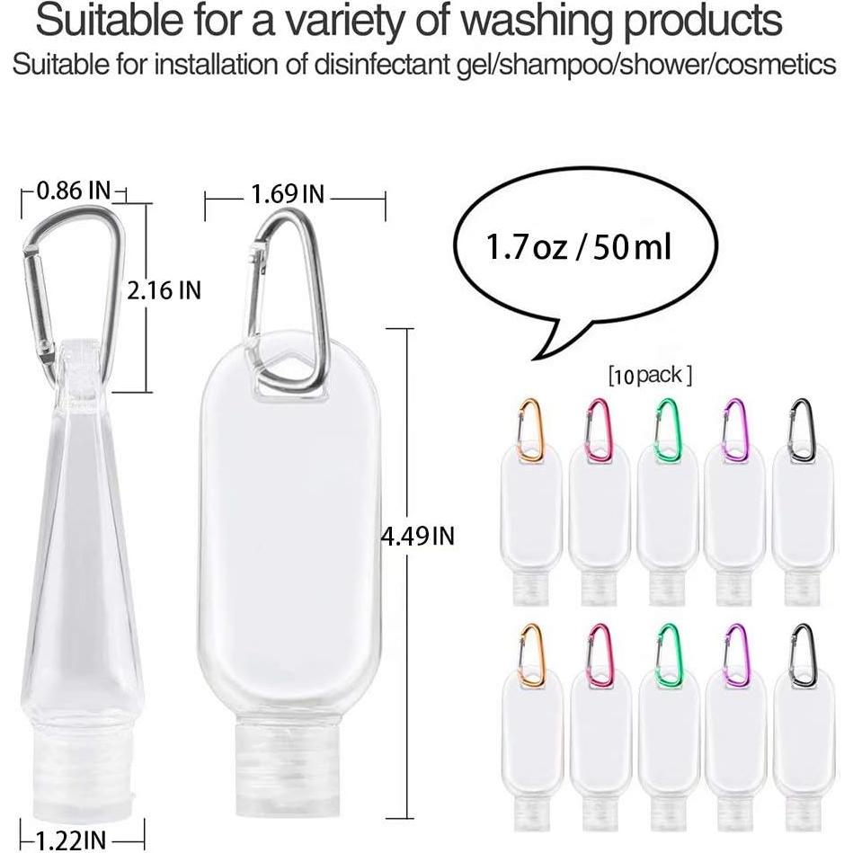 10 Botellas de Viaje Reutilizables JINEN 50ml a Prueba de Fugas