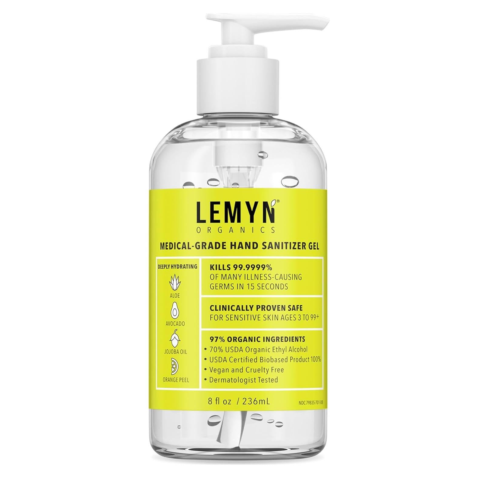 Gel desinfectante de manos Lemyn Organics 236.6 ml 97% orgánico