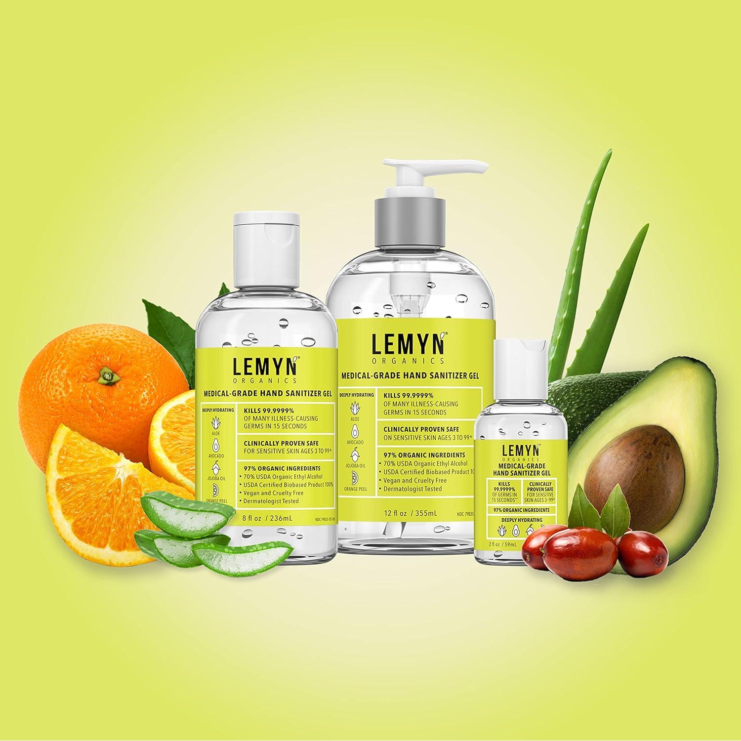 Gel desinfectante de manos Lemyn Organics 236.6 ml 97% orgánico