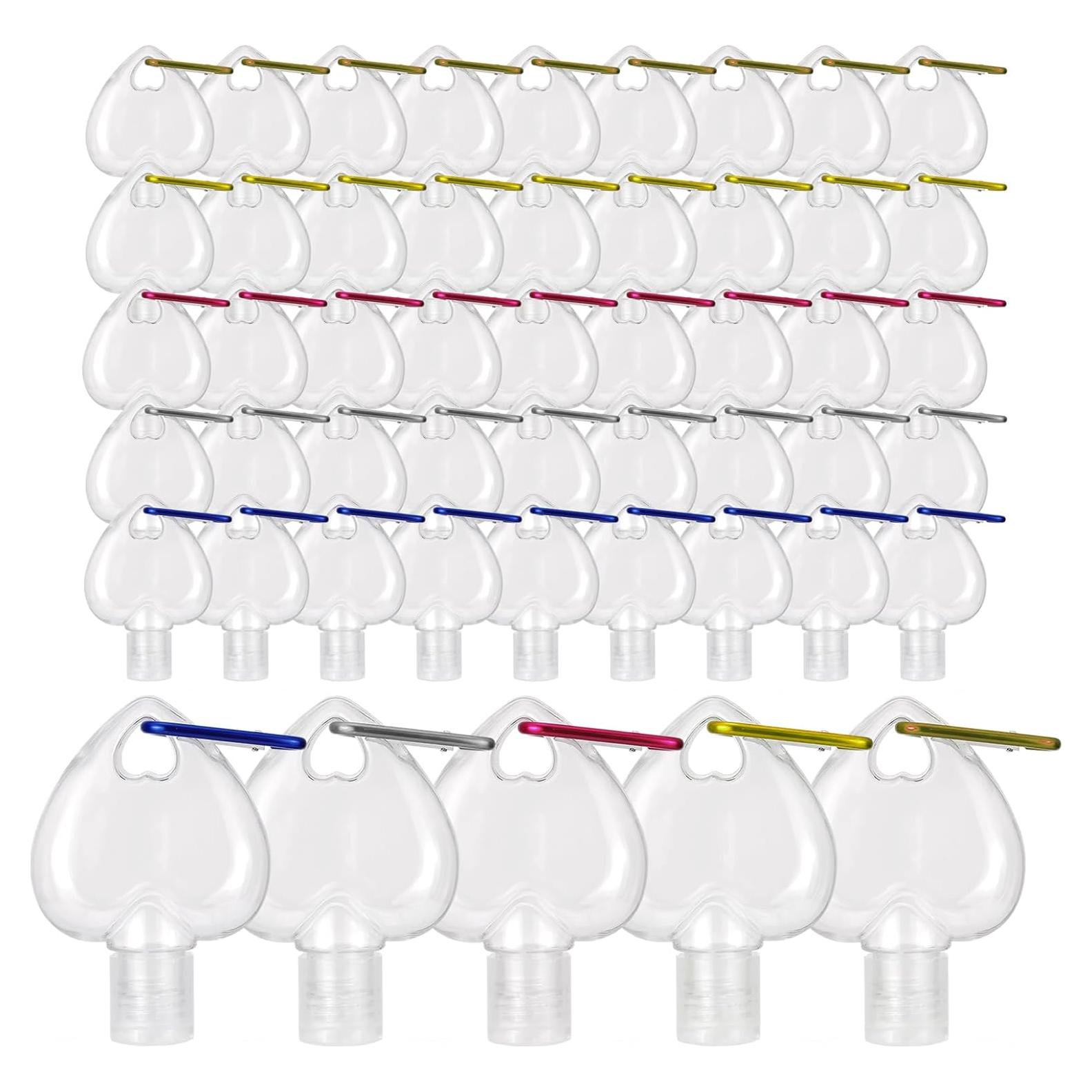 50 Botellas de Plástico Transparentes Corazón 50ml Besitek