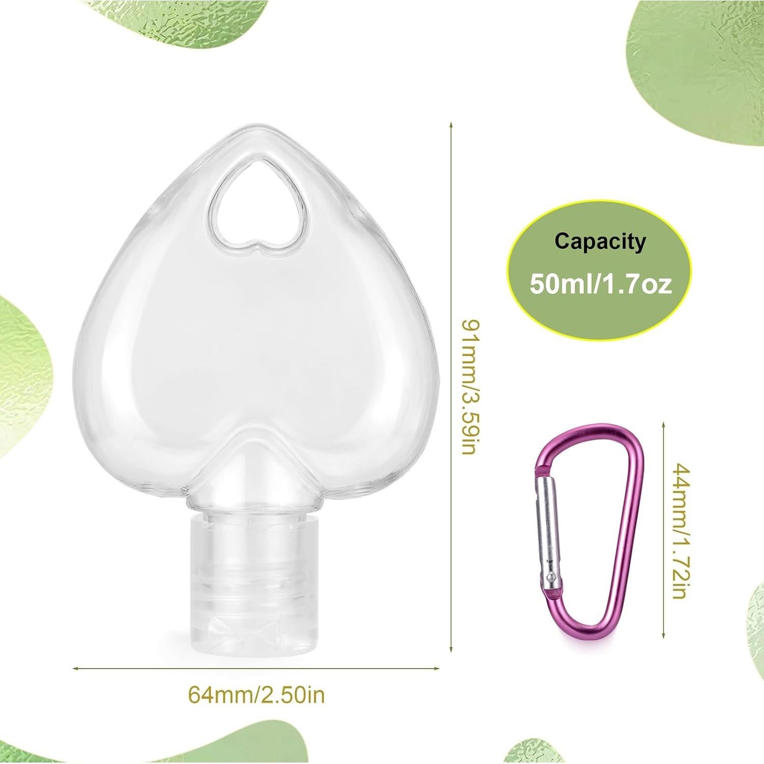 50 Botellas de Plástico Transparentes Corazón 50ml Besitek