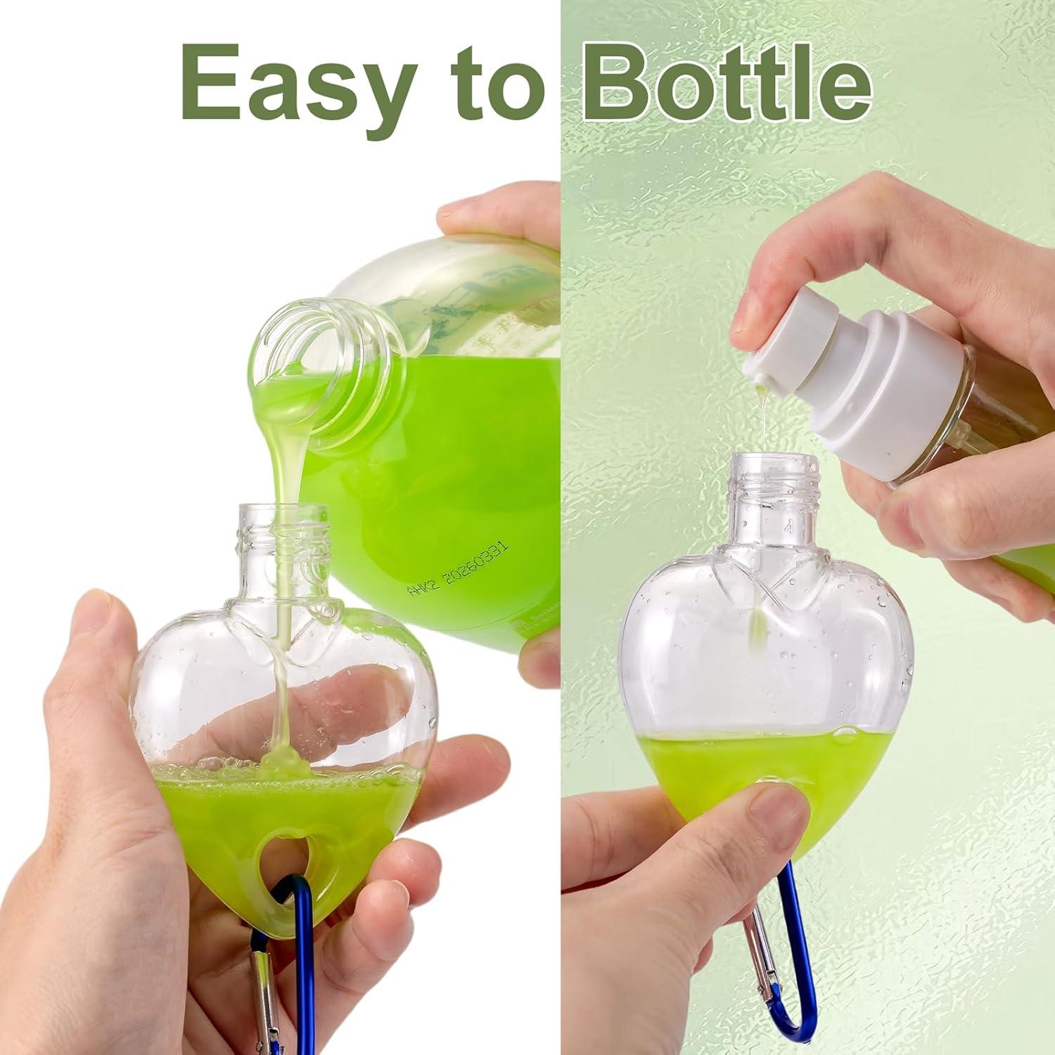 50 Botellas de Plástico Transparentes Corazón 50ml Besitek