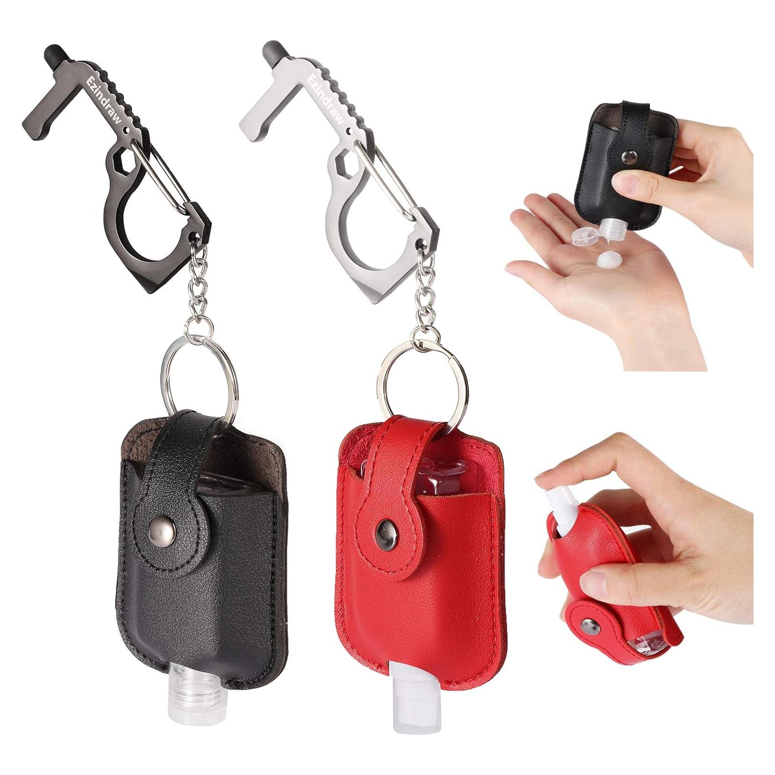 Estuche de Desinfectante de Manos Ezindraw 2 PCS Viaje Rojo Negro