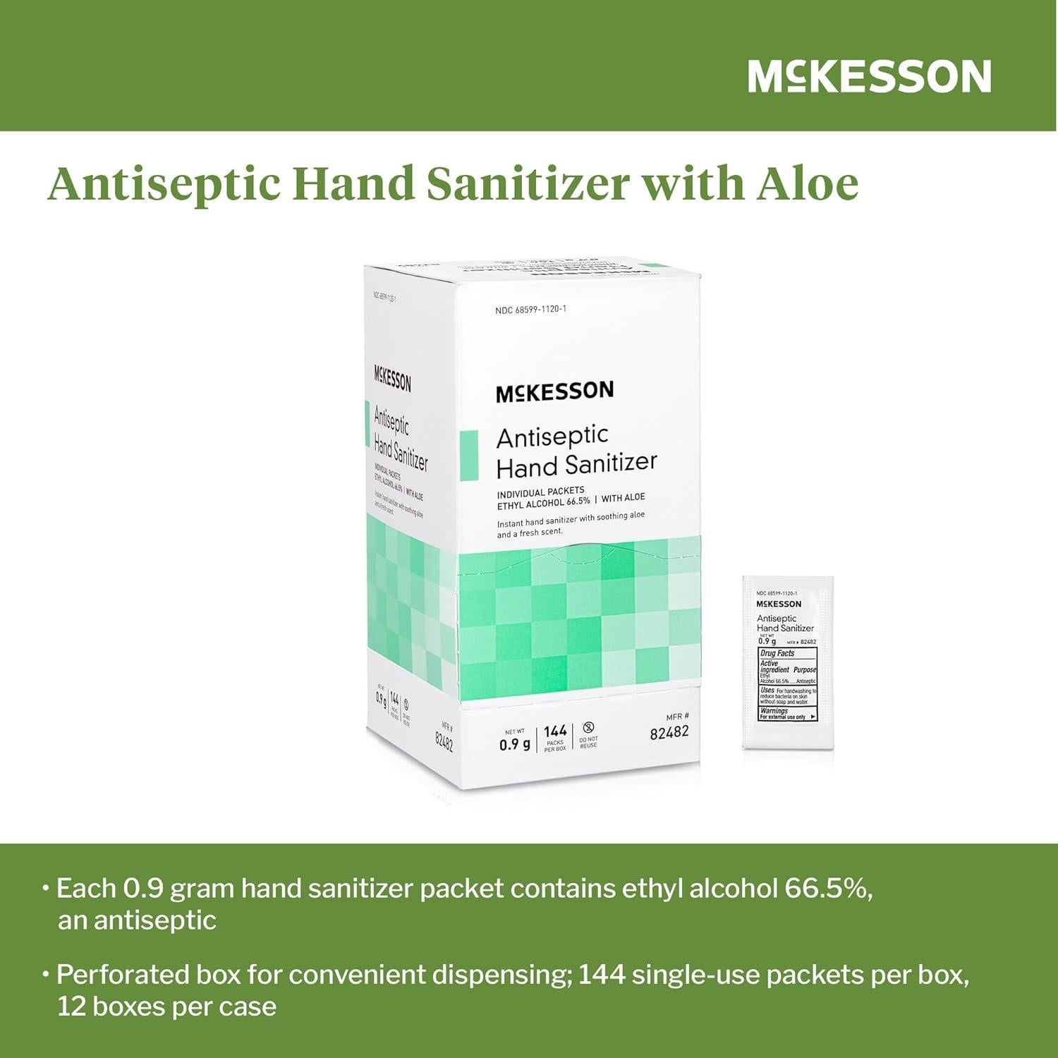 Gel desinfectante de manos McKesson con aloe 9g - 144 unidades