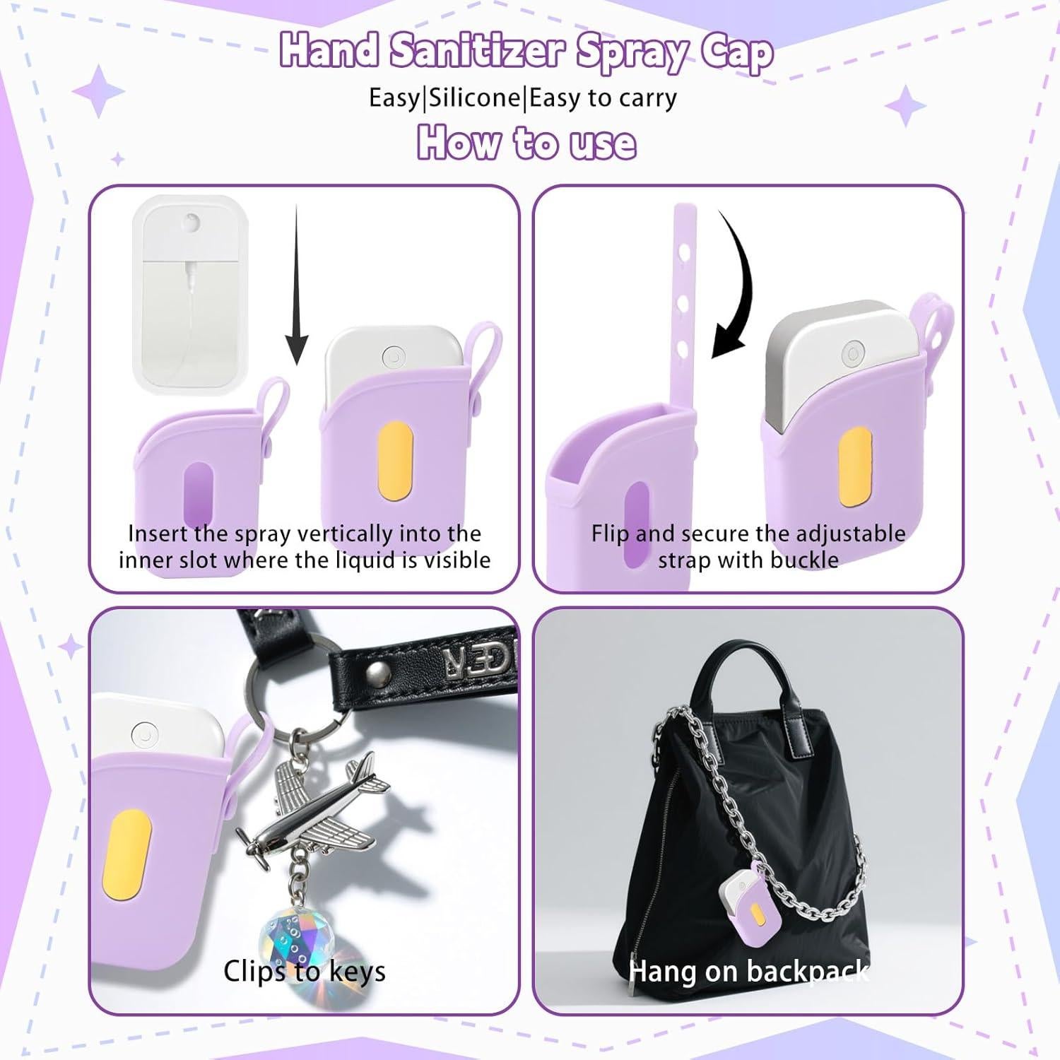 Funda de Silicona Lyreh para Spray Desinfectante 30 mL Púrpura