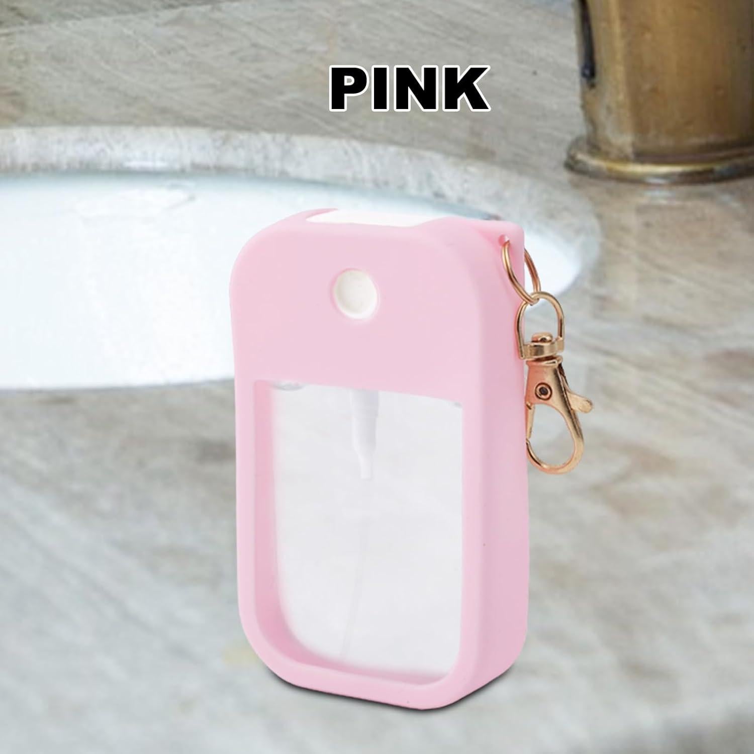 Funda de Silicona Rosa para Spray Desinfectante Touchland 30 mL