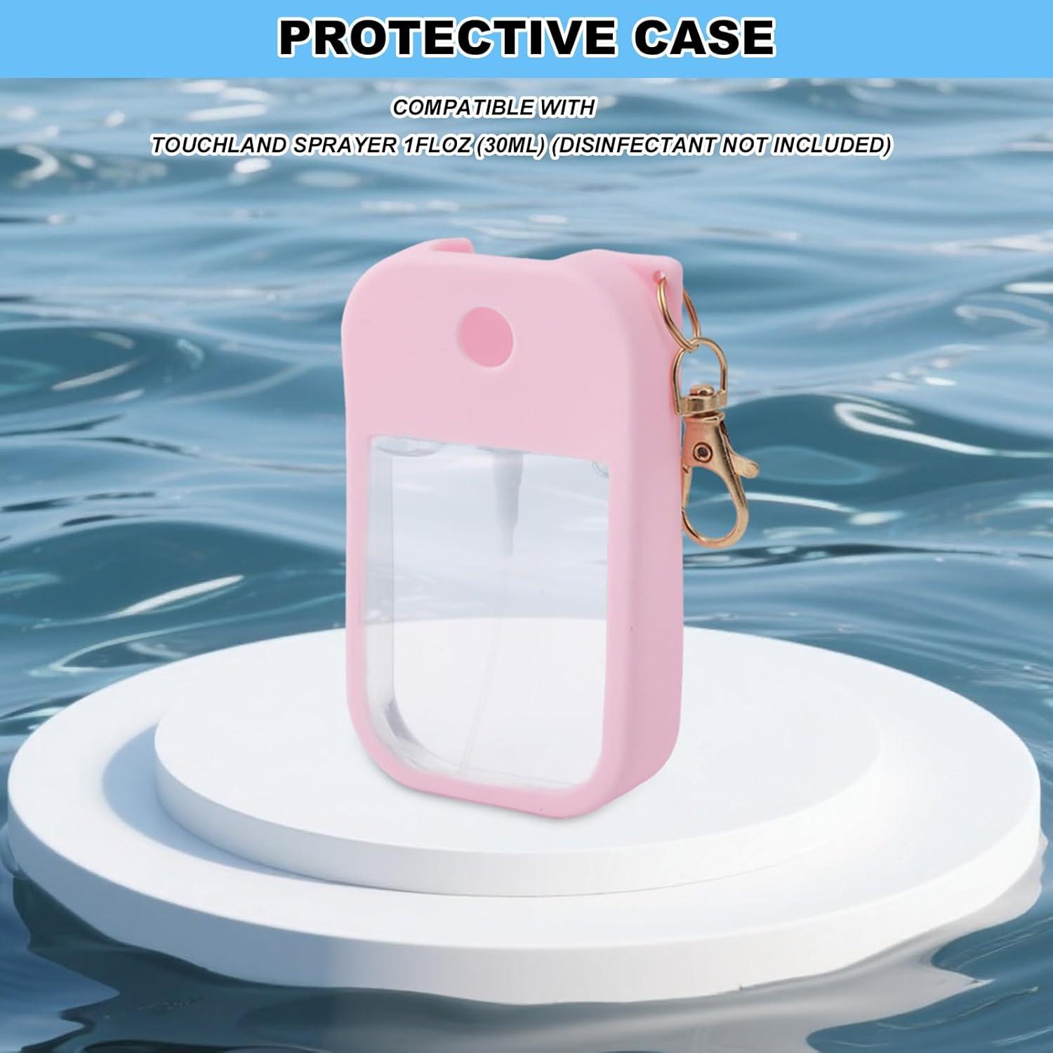 Funda de Silicona Rosa para Spray Desinfectante Touchland 30 mL