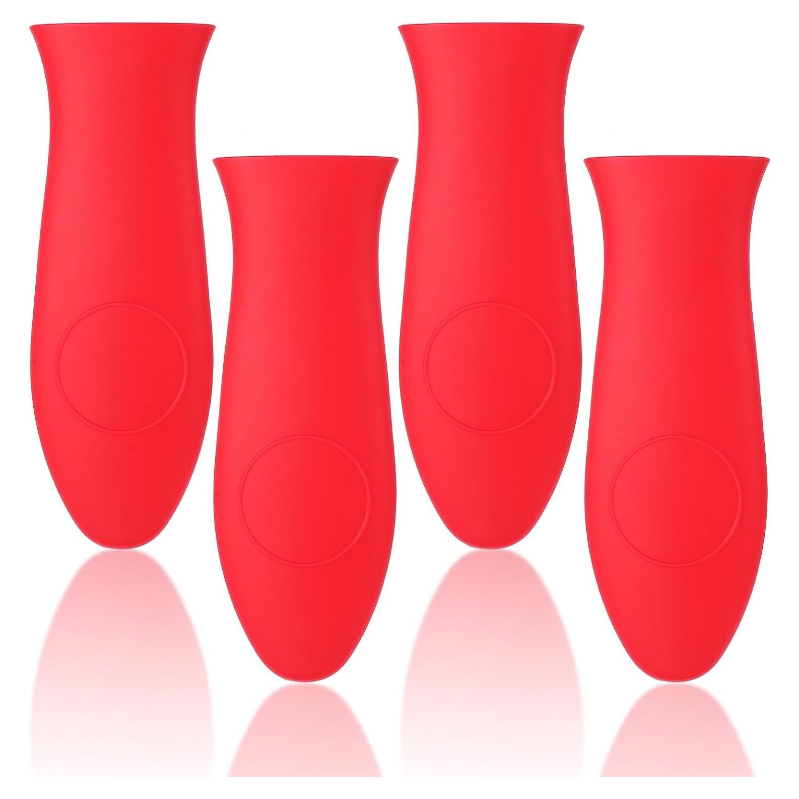 Funda de Mango de Silicona TIESOME 4 Pcs Antideslizante Rojo