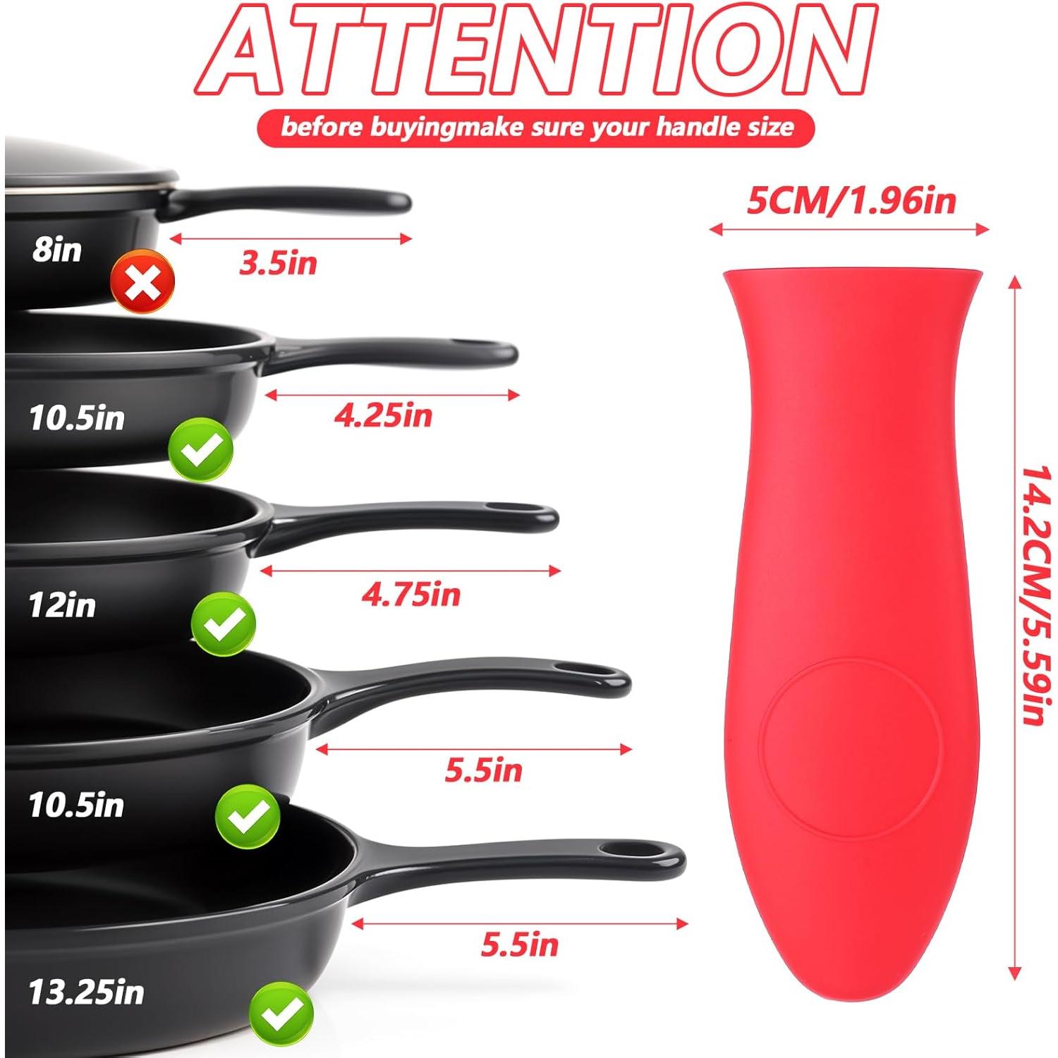 Funda de Mango de Silicona TIESOME 4 Pcs Antideslizante Rojo