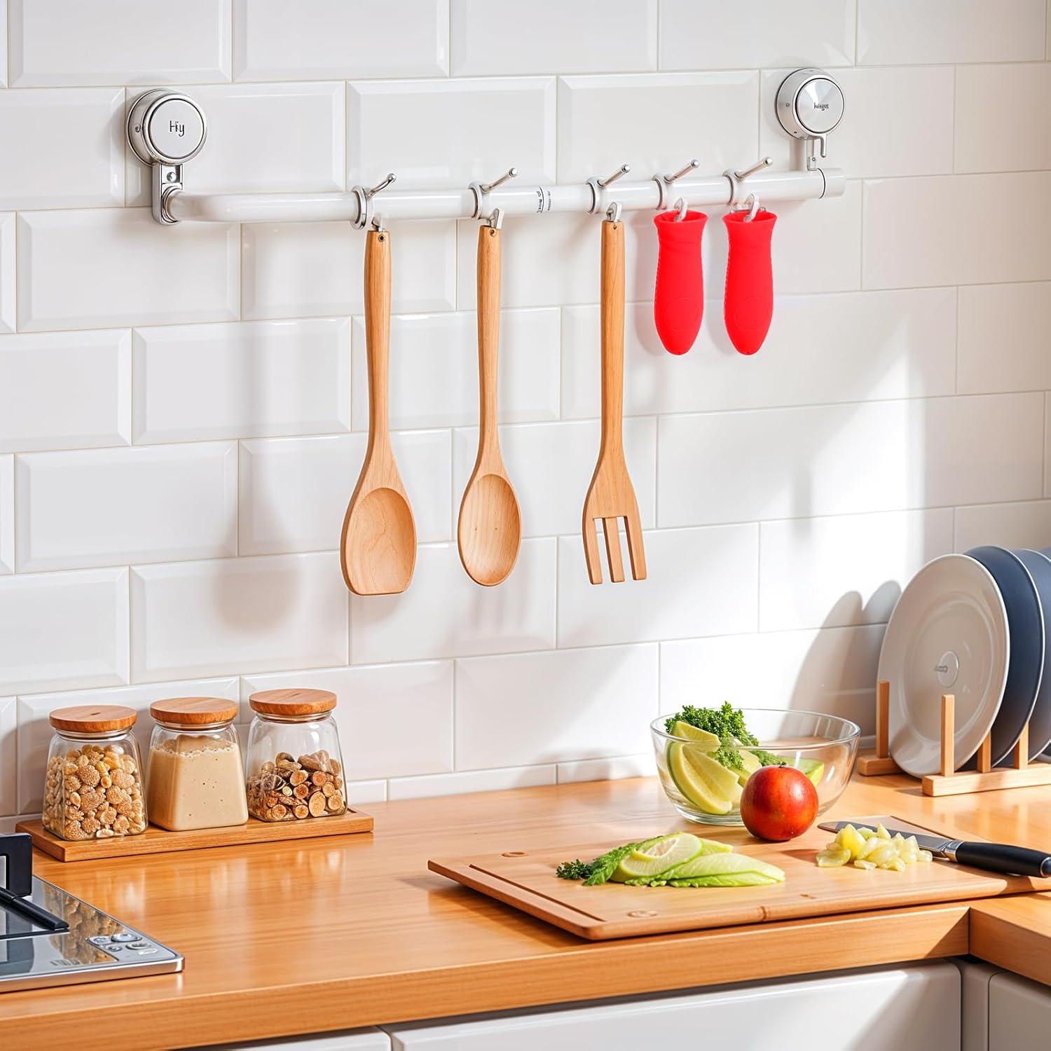 Funda de Mango de Silicona TIESOME 4 Pcs Antideslizante Rojo