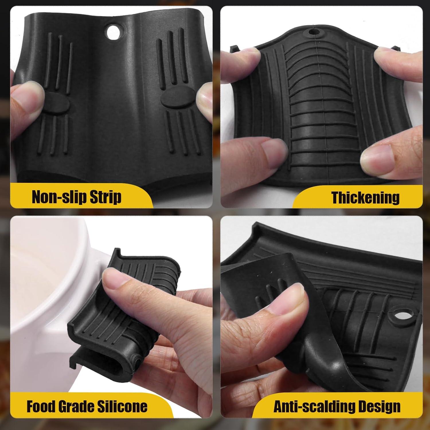 Paquete de 2 Sujetadores de Mango de Silicona Bonsicoky - Negro