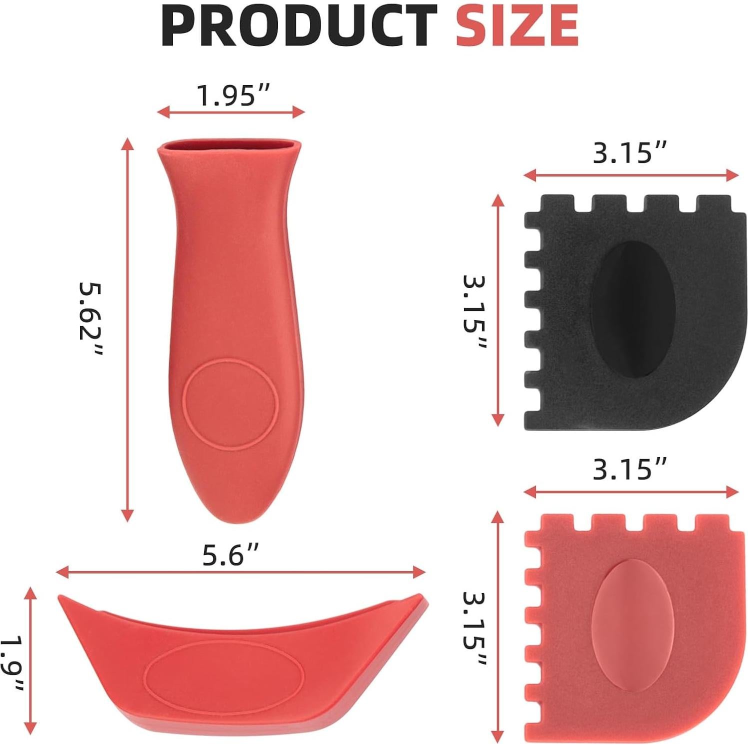 Soporte de Mango de Silicona GJK Rojo Antideslizante 5 Piezas