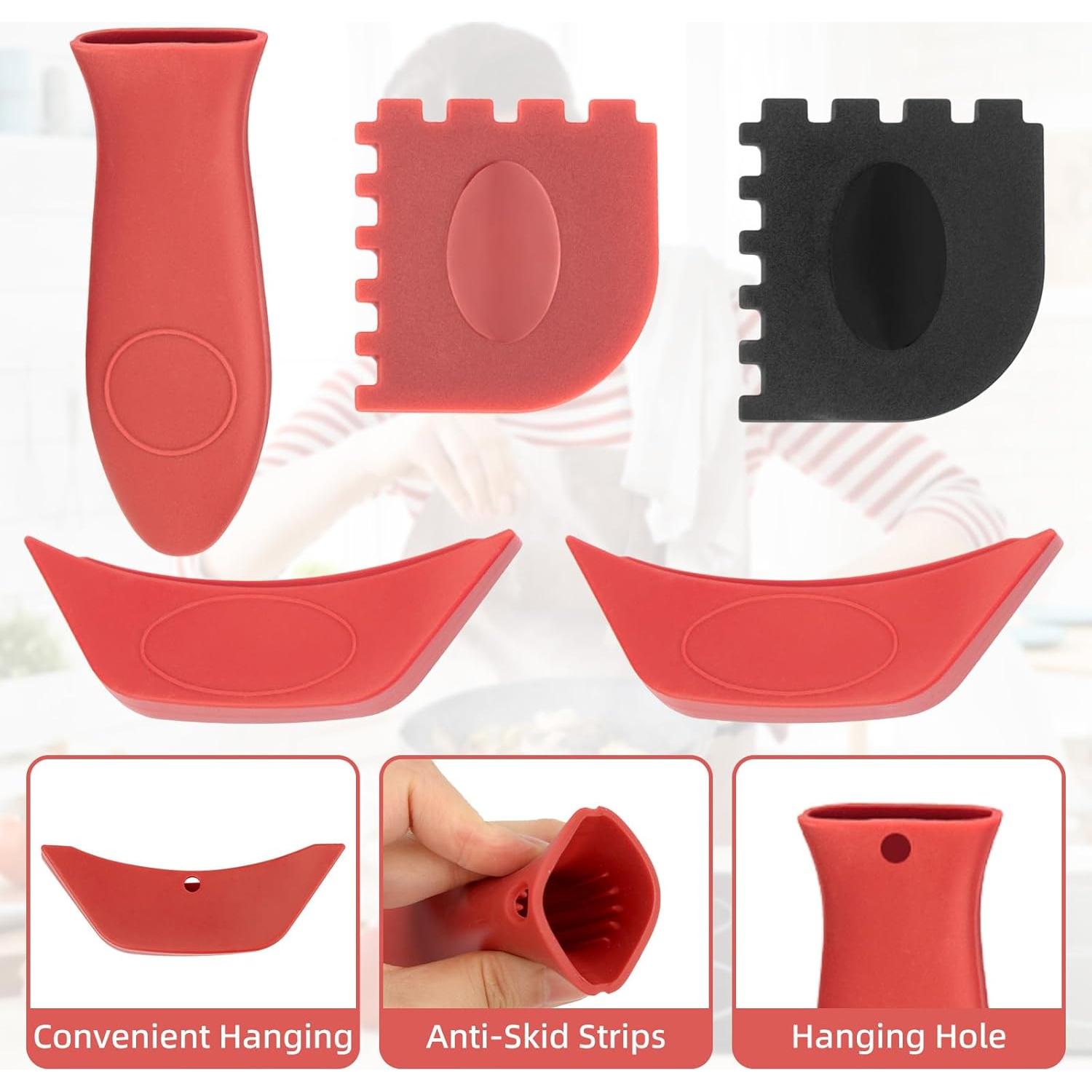 Soporte de Mango de Silicona GJK Rojo Antideslizante 5 Piezas