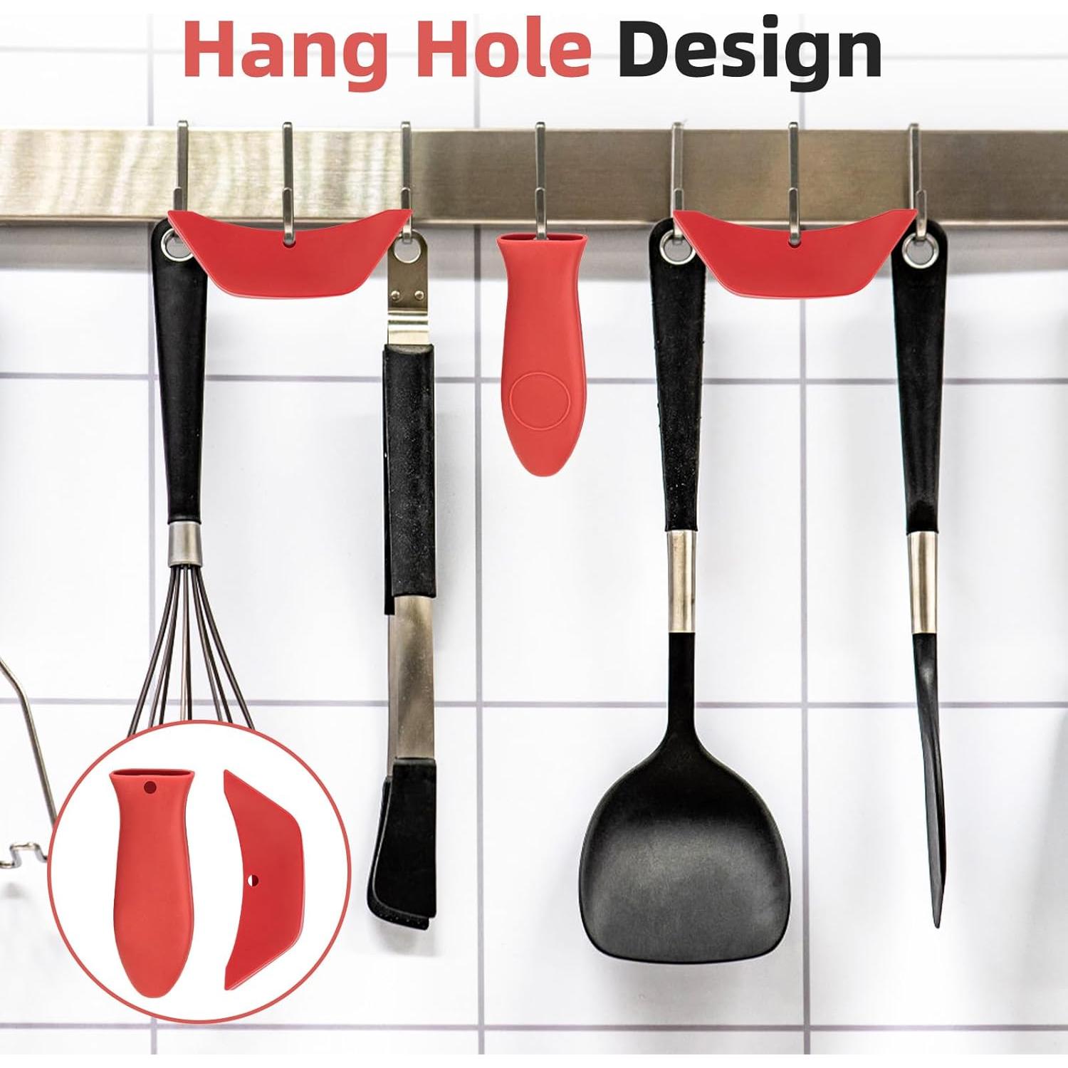 Soporte de Mango de Silicona GJK Rojo Antideslizante 5 Piezas