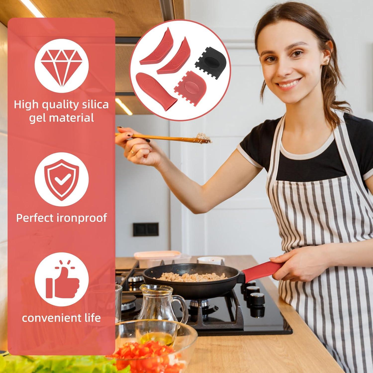 Soporte de Mango de Silicona GJK Rojo Antideslizante 5 Piezas