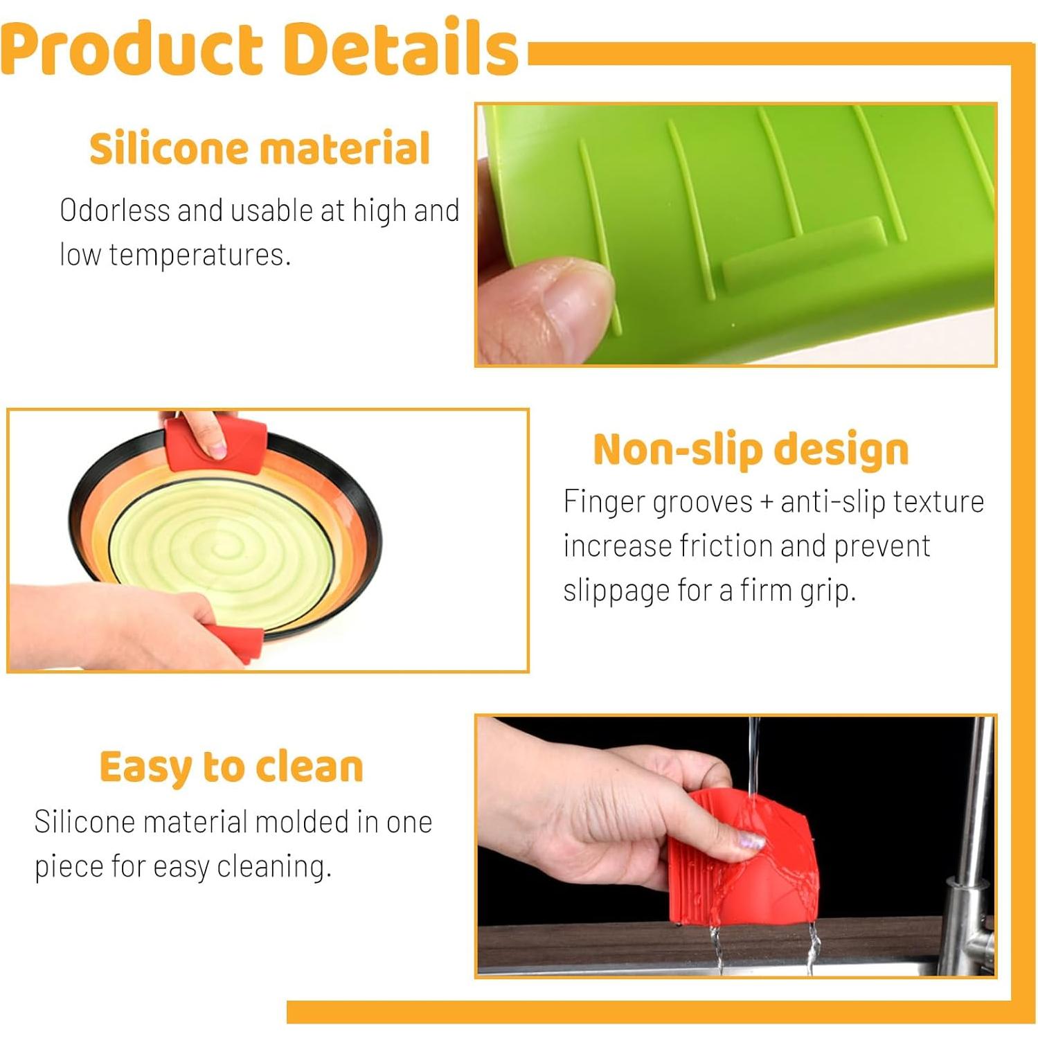 2 Fundas de Mango de Silicona Caliente Bagentry Gris 7.5x4 cm