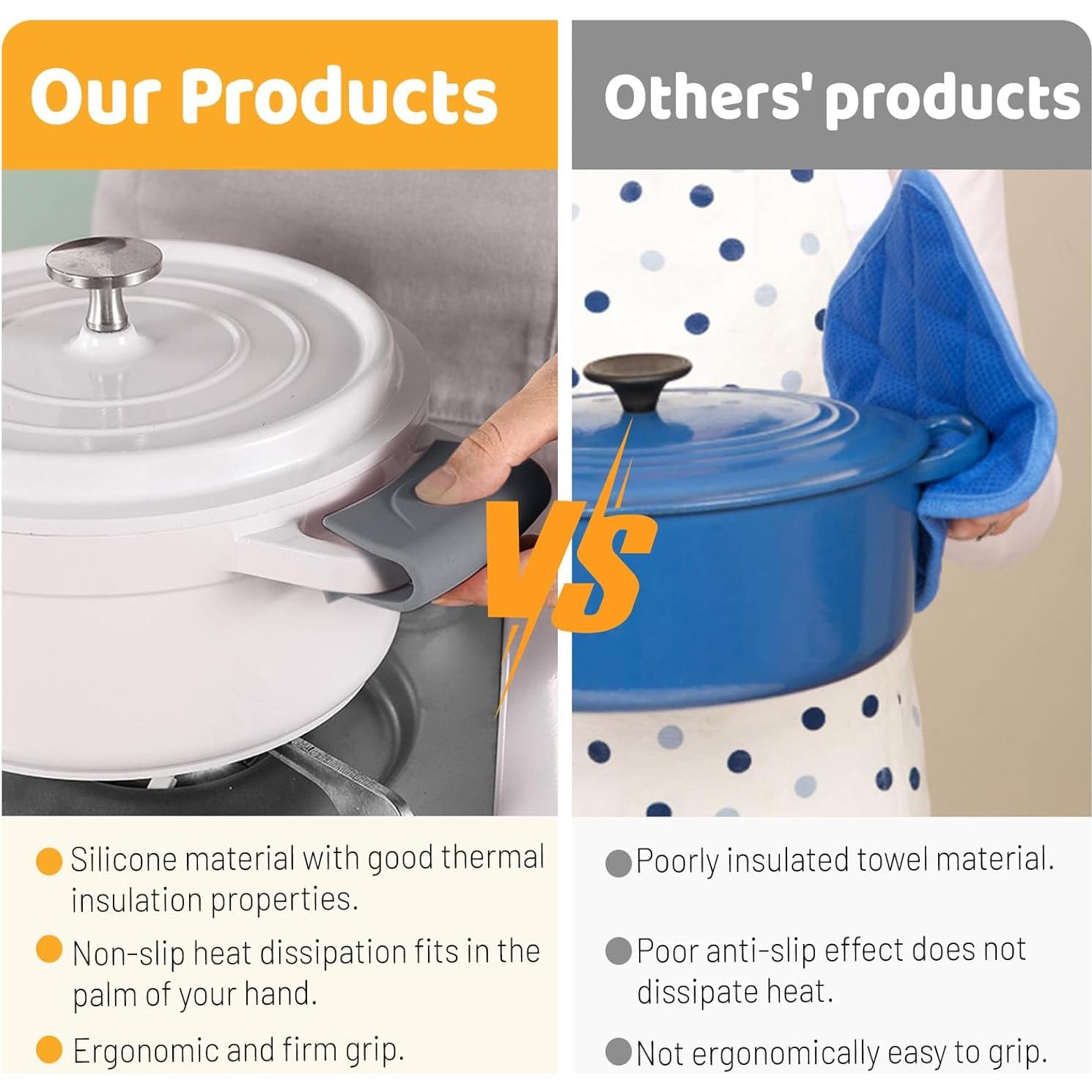 2 Fundas de Mango de Silicona Caliente Bagentry Gris 7.5x4 cm