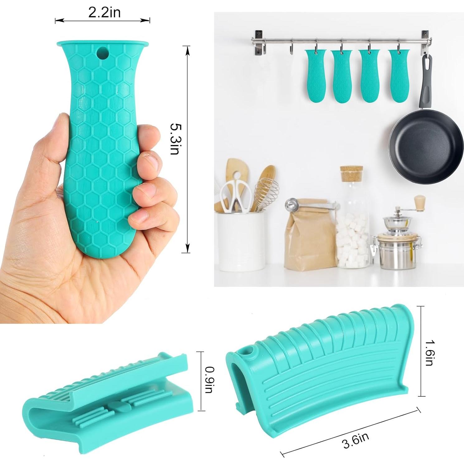 Soporte de Mango de Silicona Antideslizante OYSIR 8 Pcs Azul Lago