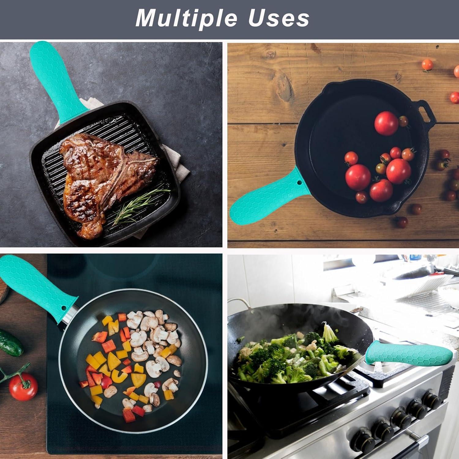 Soporte de Mango de Silicona Antideslizante OYSIR 8 Pcs Azul Lago