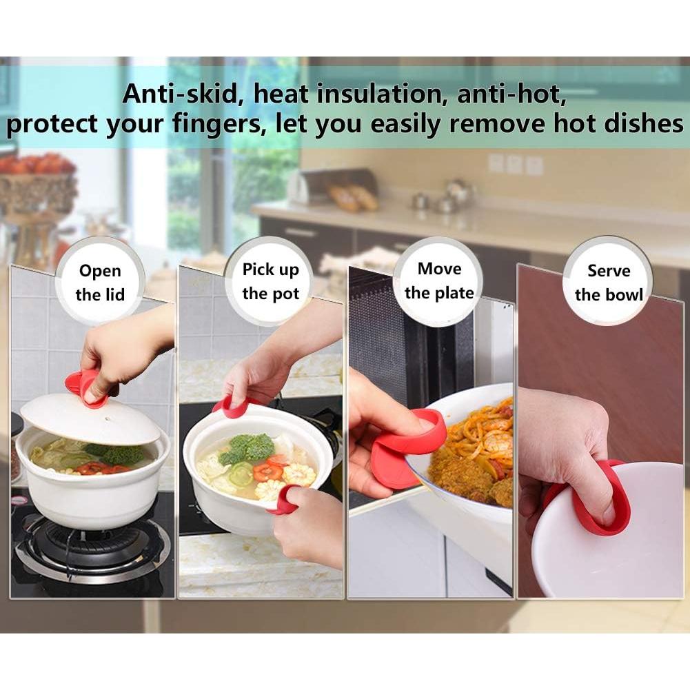 Soportes de Olla de Silicona YYP - Set de 3 Mini Guantes Rojo