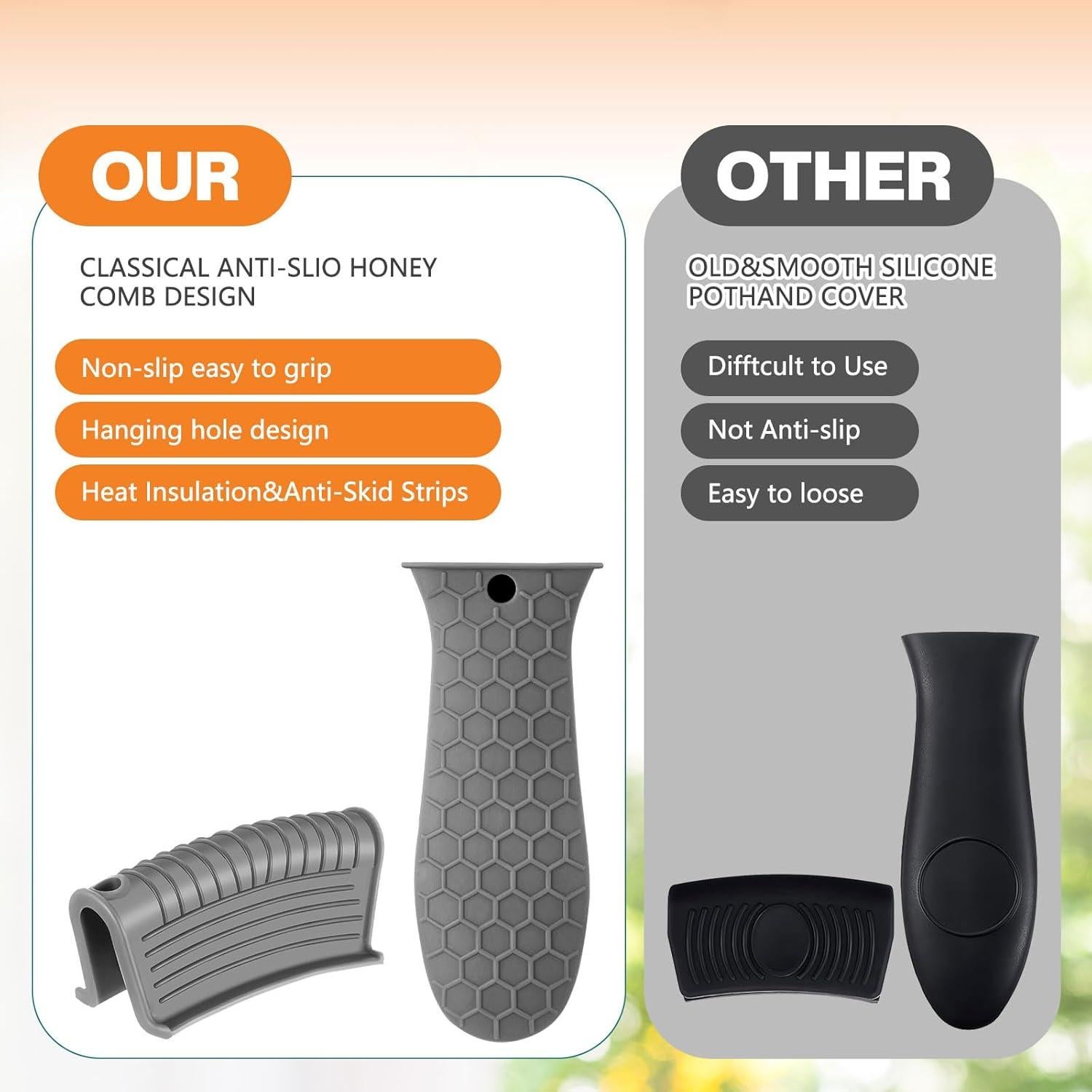 Conjunto 8 Soportes de Silicona Patelai Antideslizantes Gris