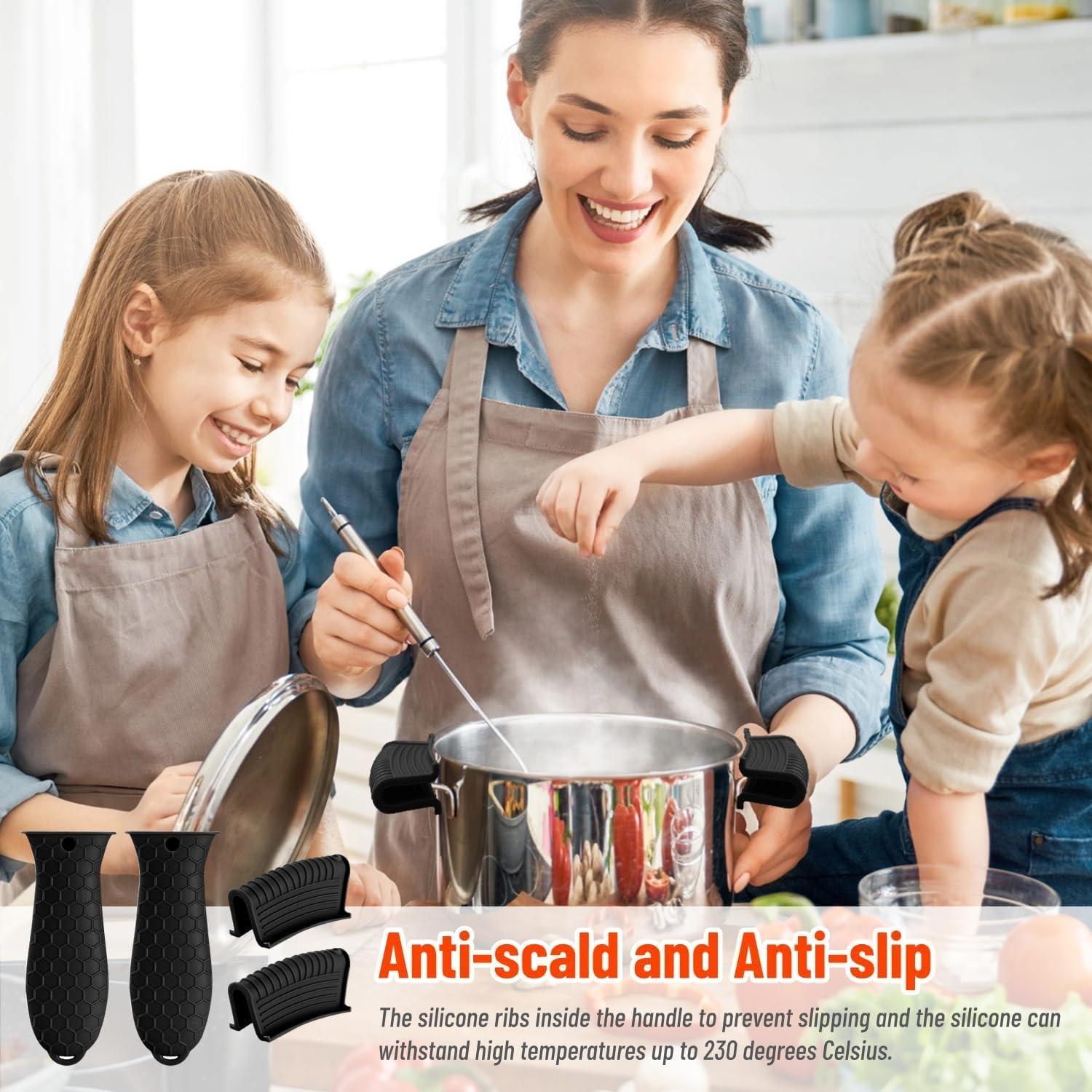 Paquete de 4 fundas de silicona Dazzhues para mangos de sartenes