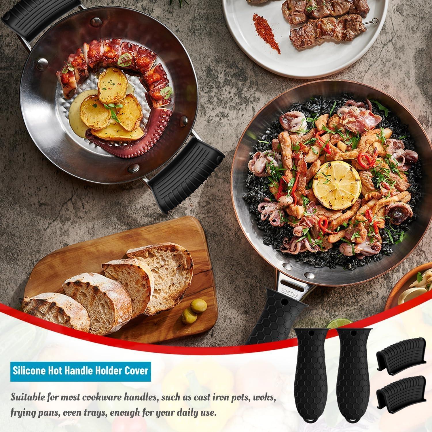 Paquete de 4 fundas de silicona Dazzhues para mangos de sartenes