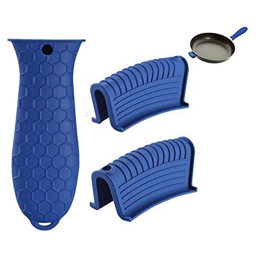 Soporte de Mango de Sartén de Silicona AISIBO 3 Piezas Azul