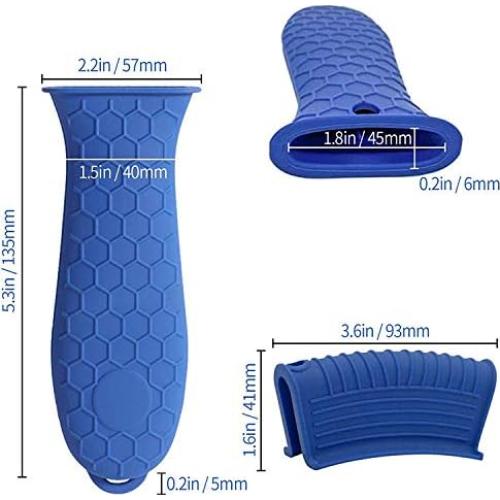 Soporte de Mango de Sartén de Silicona AISIBO 3 Piezas Azul