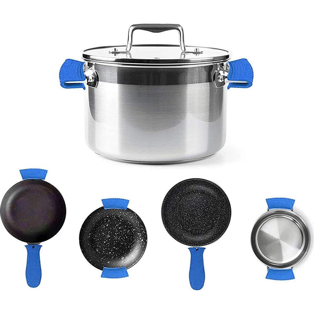 Soporte de Mango de Sartén de Silicona AISIBO 3 Piezas Azul