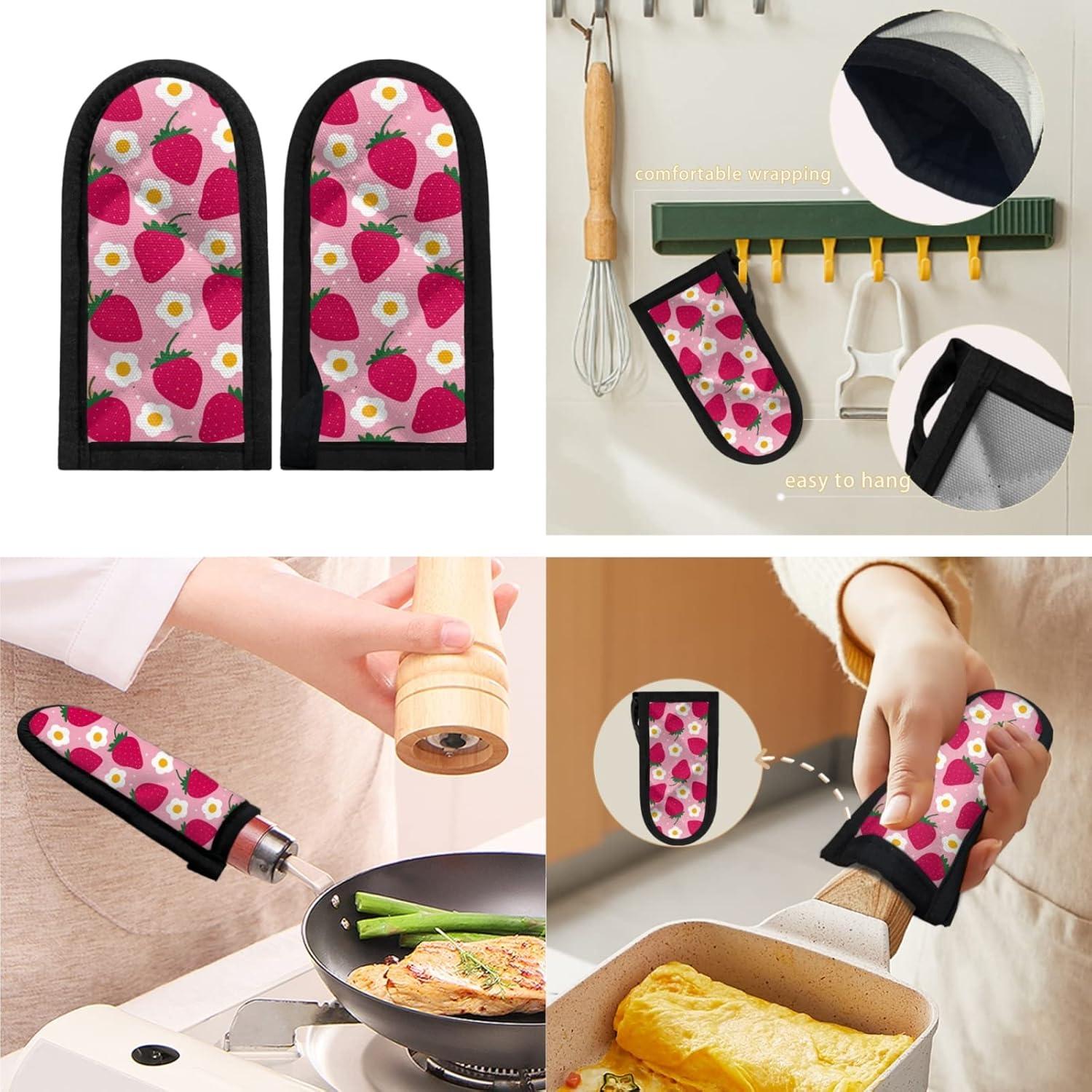 Conjunto 2 Fundas de Mango Floral de Fresa Coldinair - Resistente al Calor