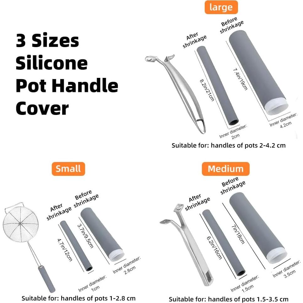 Cubierta de Silicona para Mango de Olla zxbaers 3 Piezas Grizzly