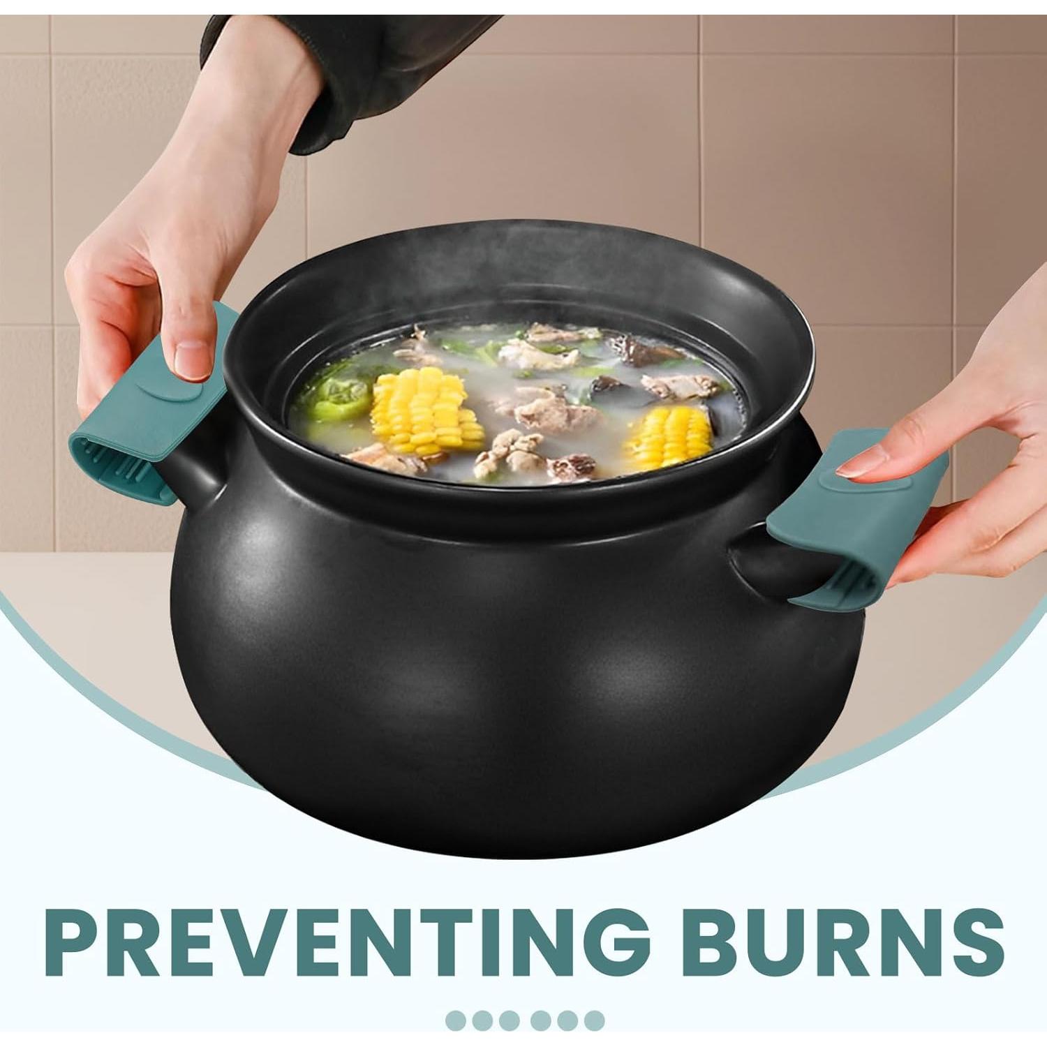 Agarraderas de Silicona BangBoom 6 Piezas Verde Antideslizante