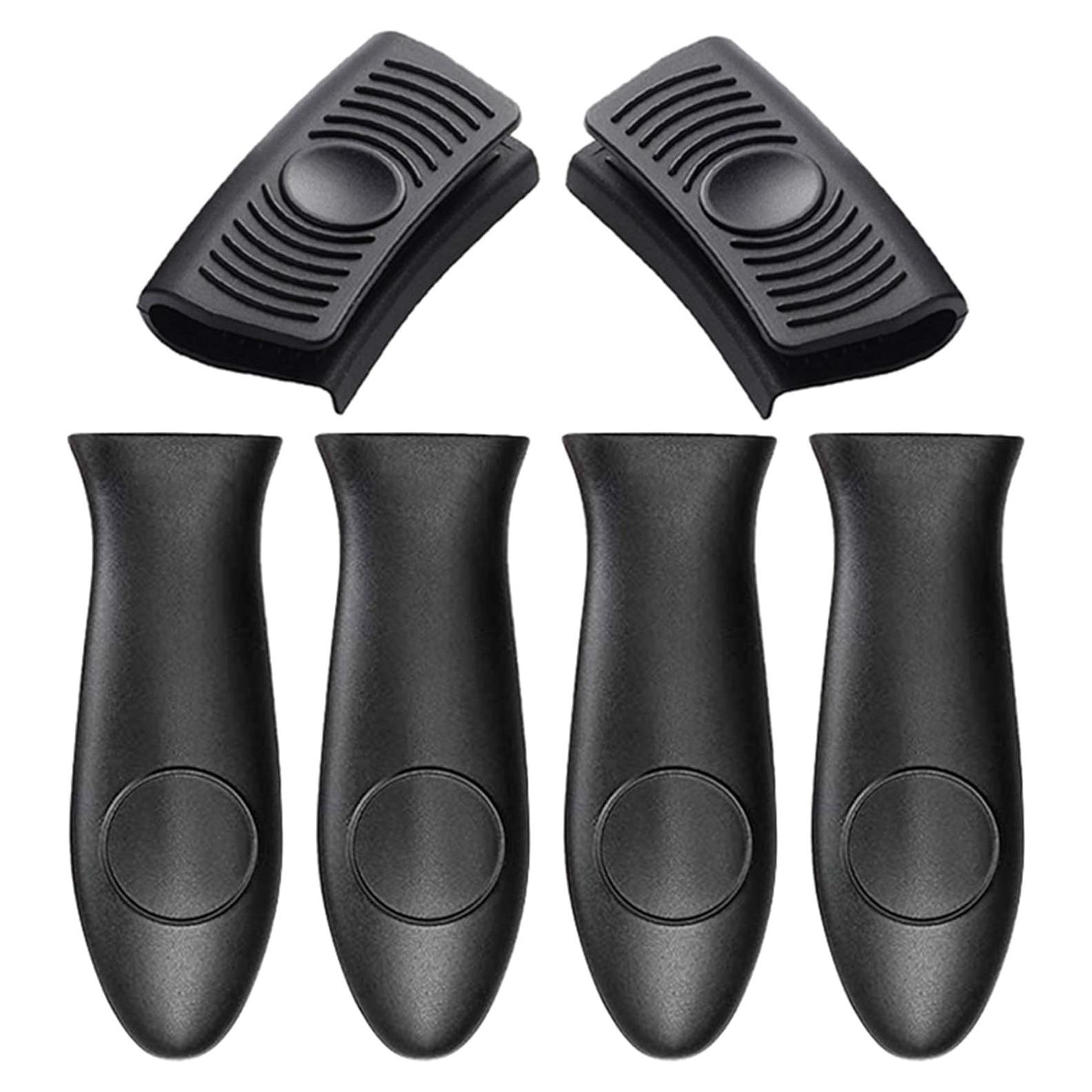 Funda de Mango de Silicona Antideslizante 6 Pcs Negro