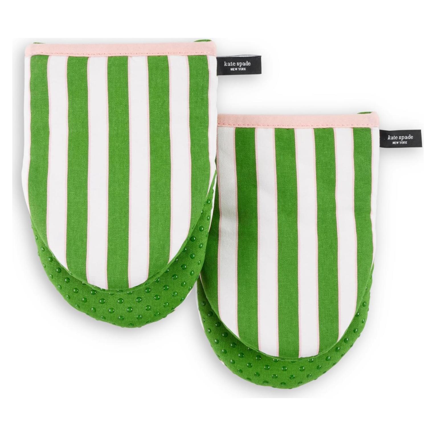 Set de 2 Agarraderas Mini Kate Spade Rayas Botánicas 14x20 cm