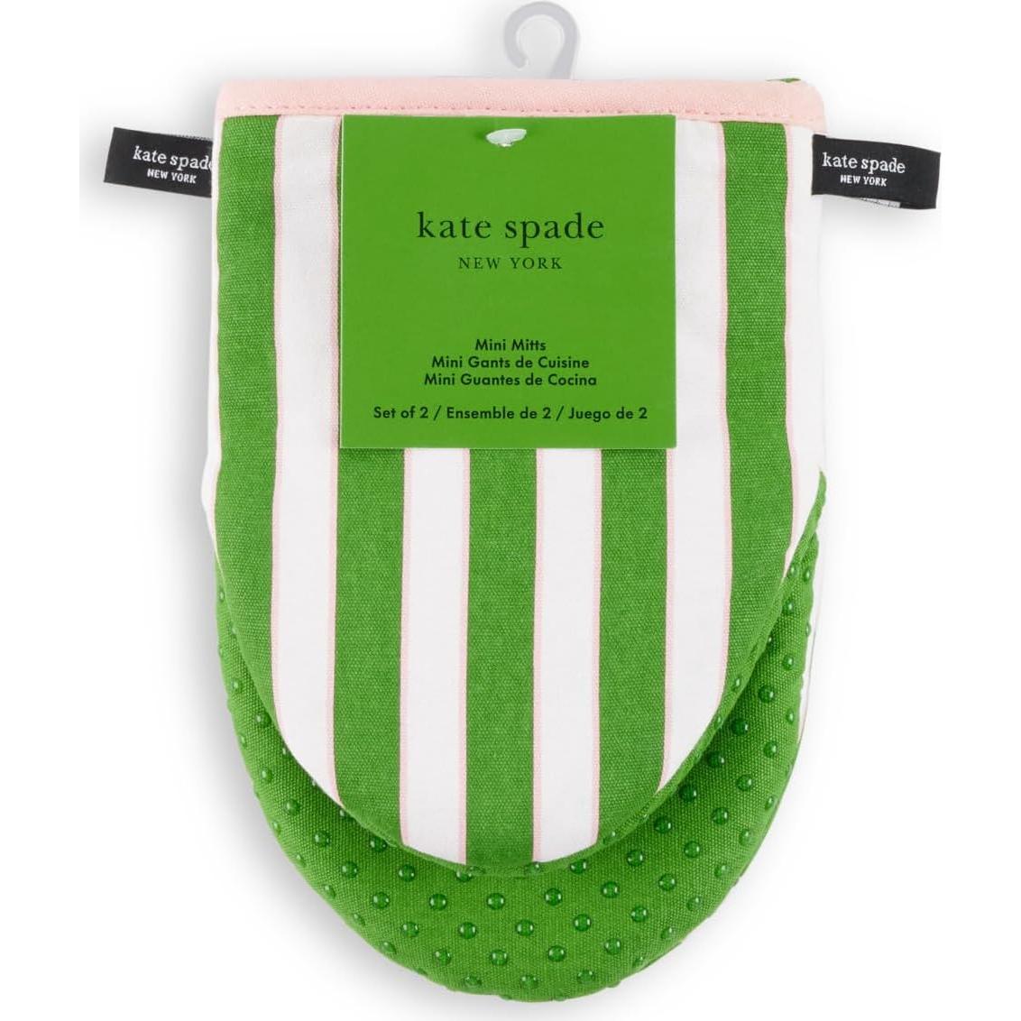 Set de 2 Agarraderas Mini Kate Spade Rayas Botánicas 14x20 cm