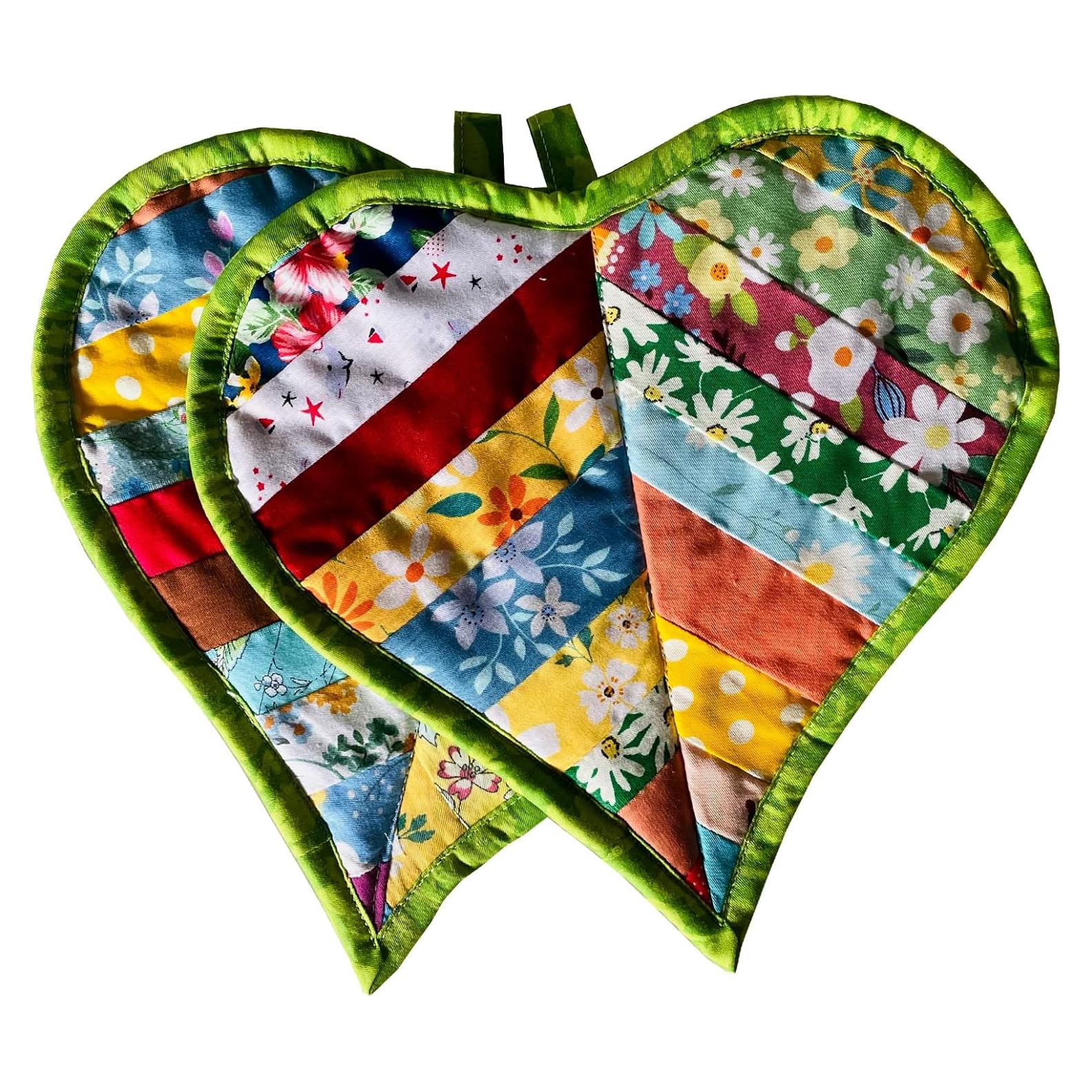 Agarraderas de Cocina 100% Algodón Corazones 2PCS 26.67x25.4cm