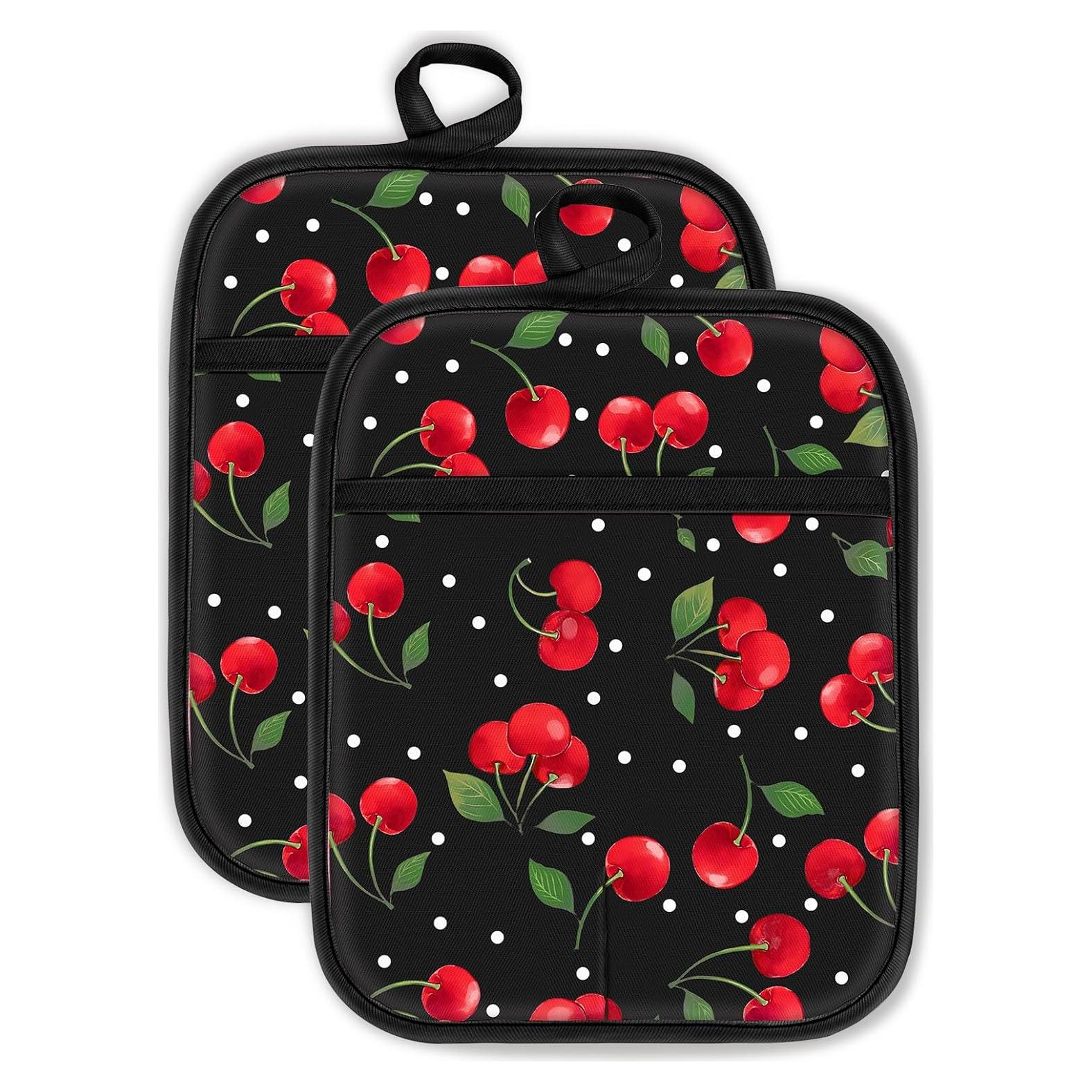 Soportes para Ollas Swooflia 100% Algodón Cereza 2 Piezas