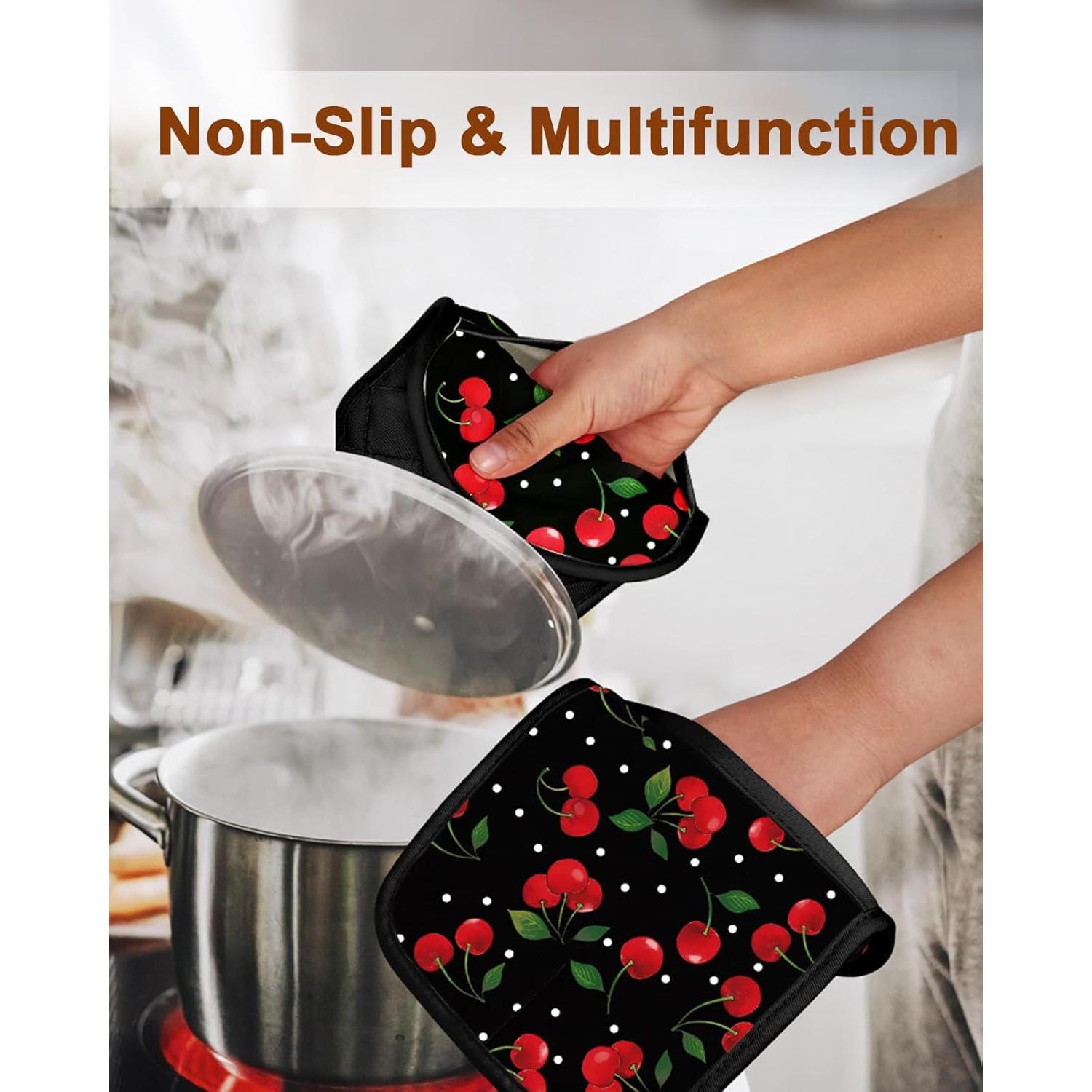 Soportes para Ollas Swooflia 100% Algodón Cereza 2 Piezas