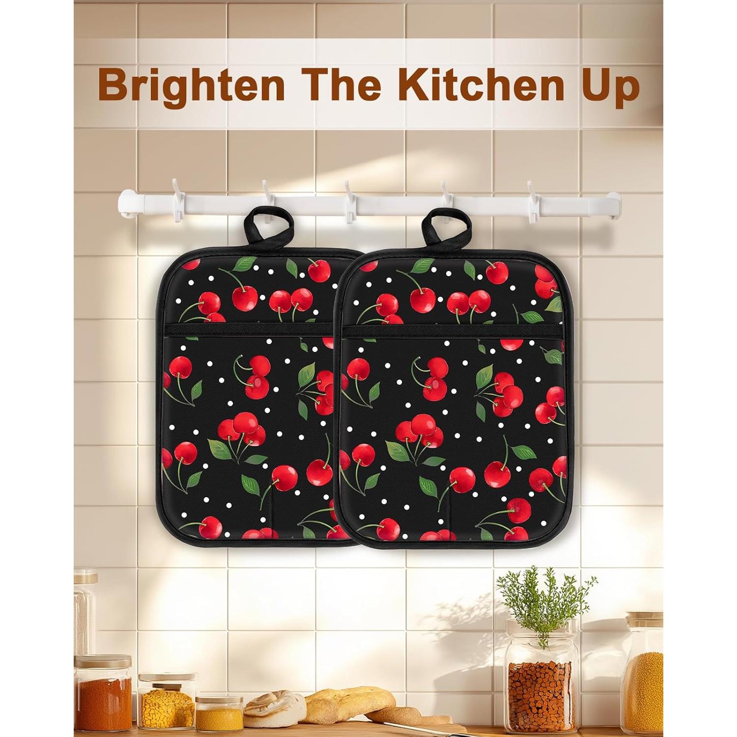 Soportes para Ollas Swooflia 100% Algodón Cereza 2 Piezas