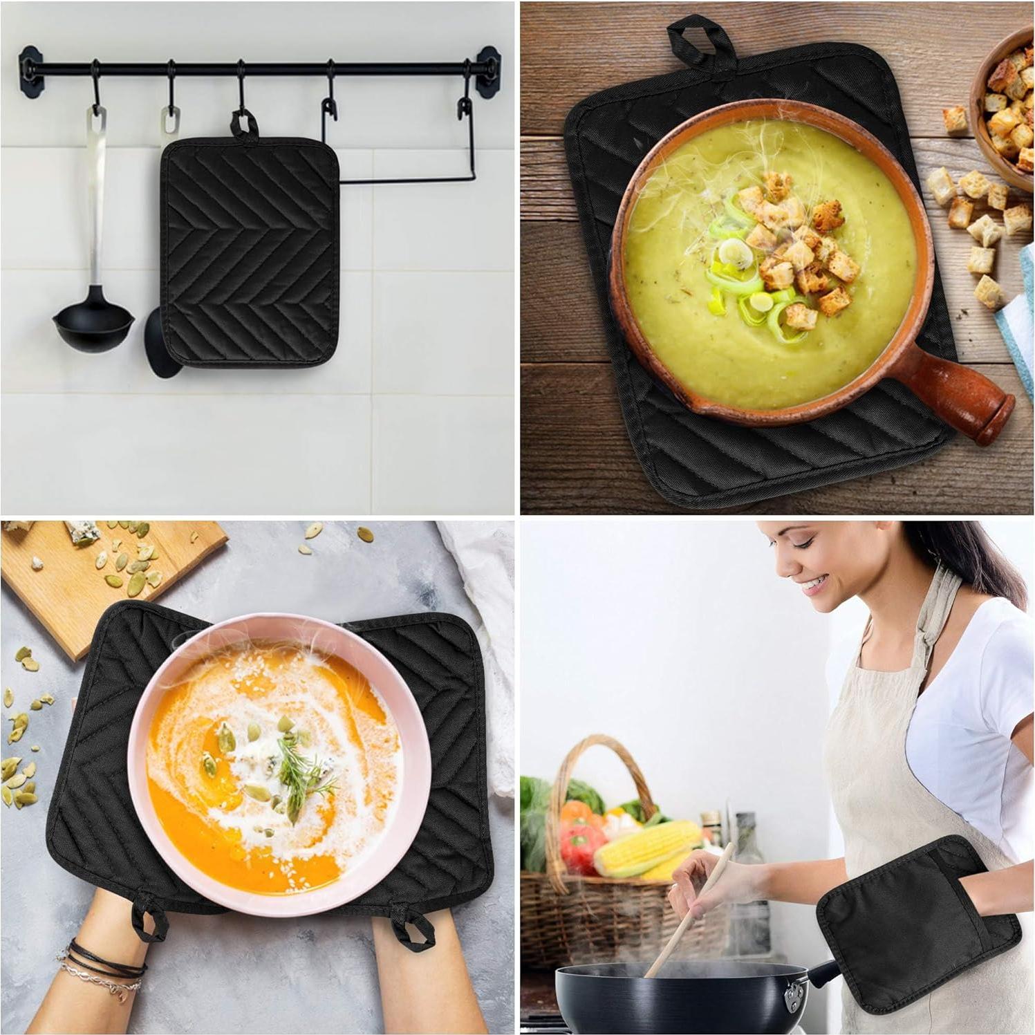 Soporte para Olla R CABALLO 6Pcs Algodón Negro 18x23cm