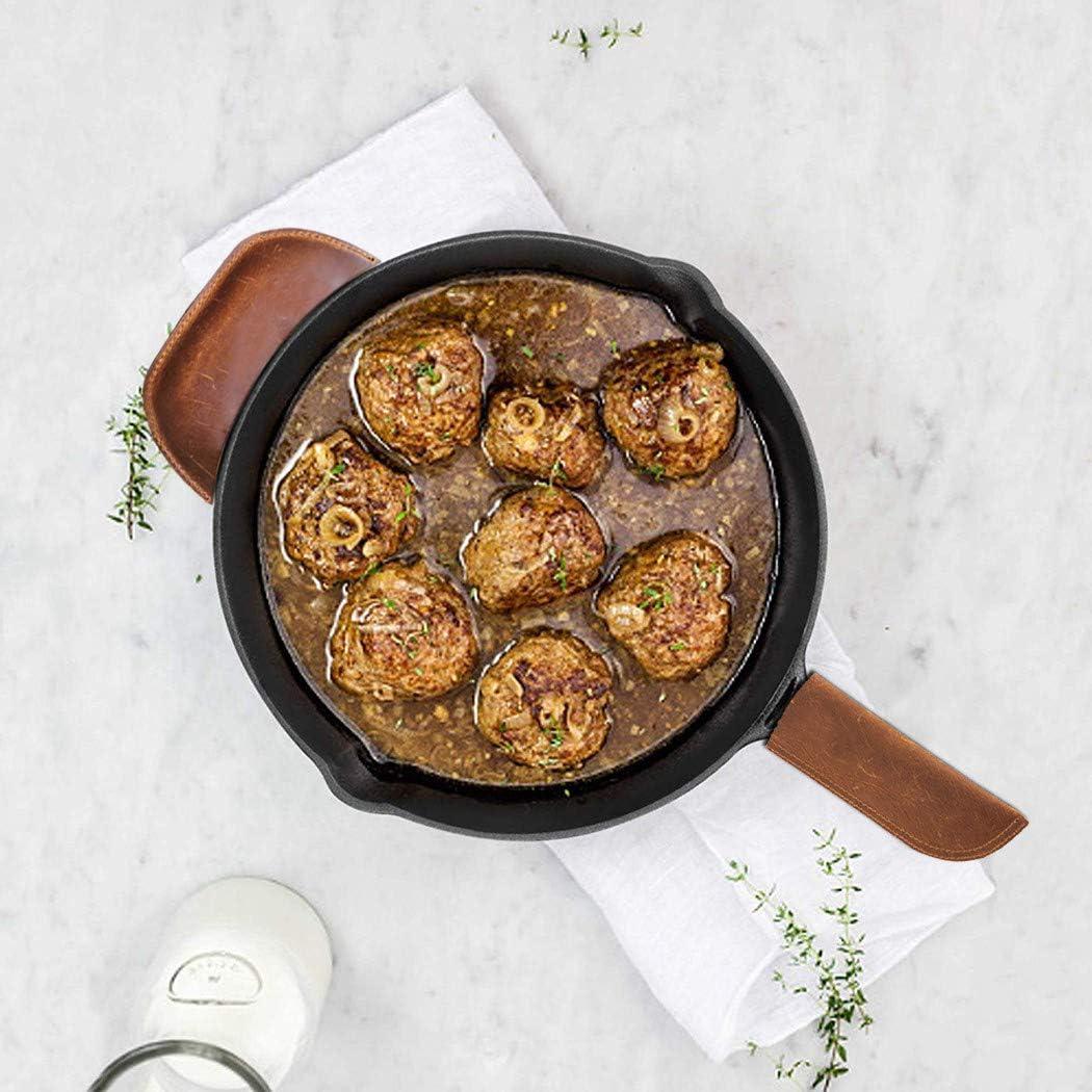 Cubierta de Mango de Hierro Fundido Trumoter de Cuero Genuino