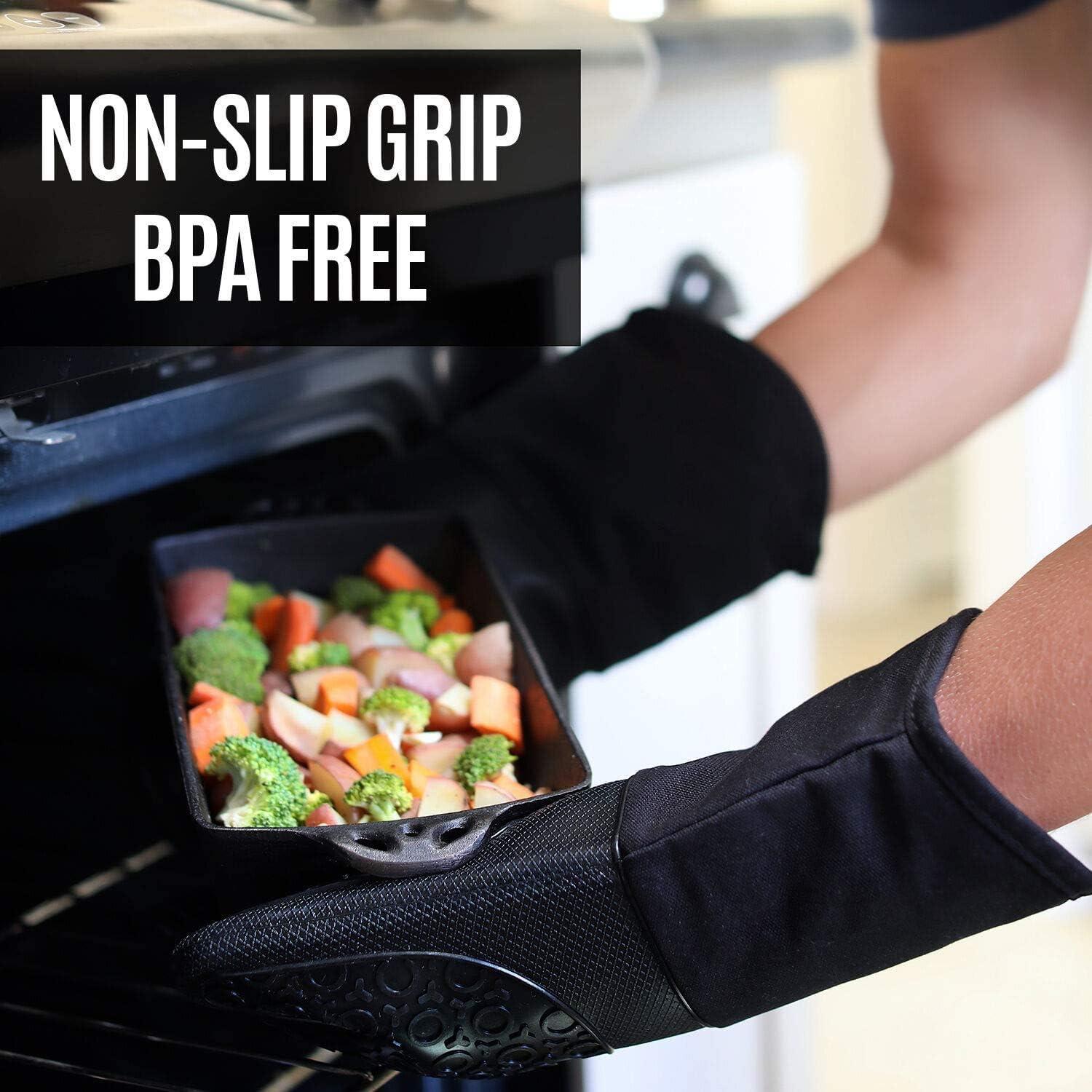 Juego de 4 Manoplas y Trivets de Silicona HOMWE Azul