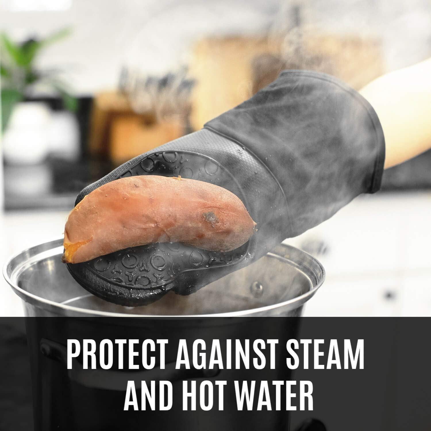 Juego de 4 Manoplas y Trivets de Silicona HOMWE Azul