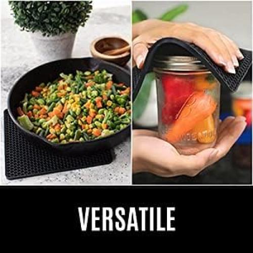 Juego de 4 Manoplas y Trivets de Silicona HOMWE Azul