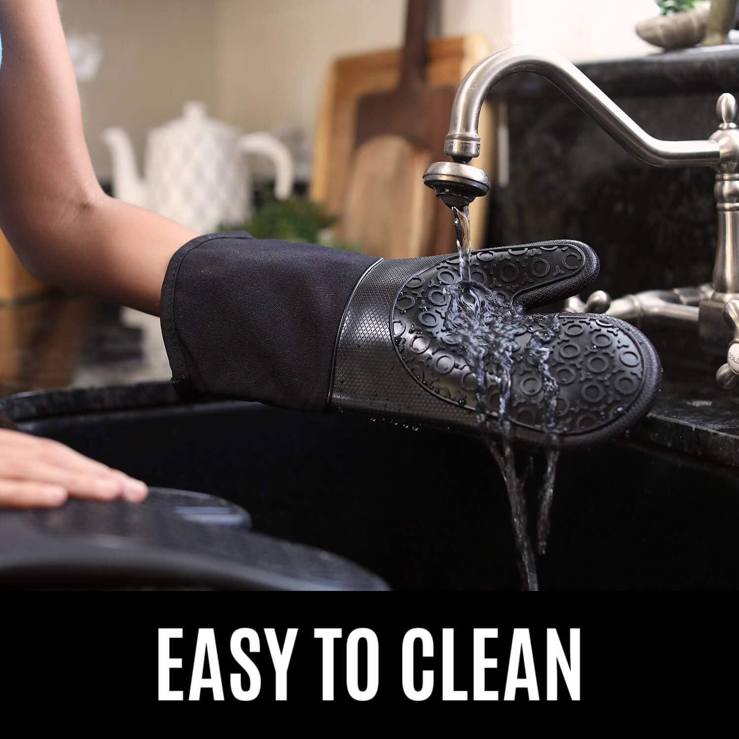 Juego de 4 Manoplas y Trivets de Silicona HOMWE Azul